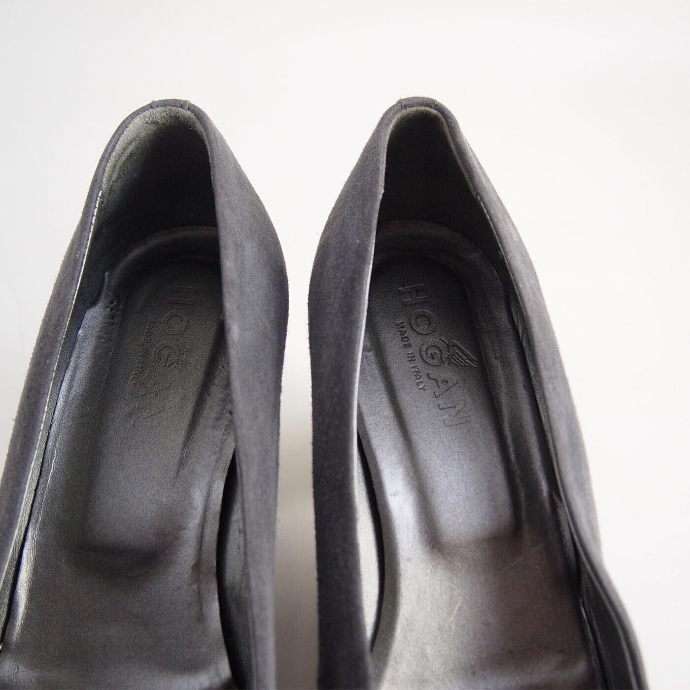 Hogan Hogan Mid Heel Platform Pumps Gray Suede US 8 EU 38 Size US 8 / IT 38 - 4 Thumbnail
