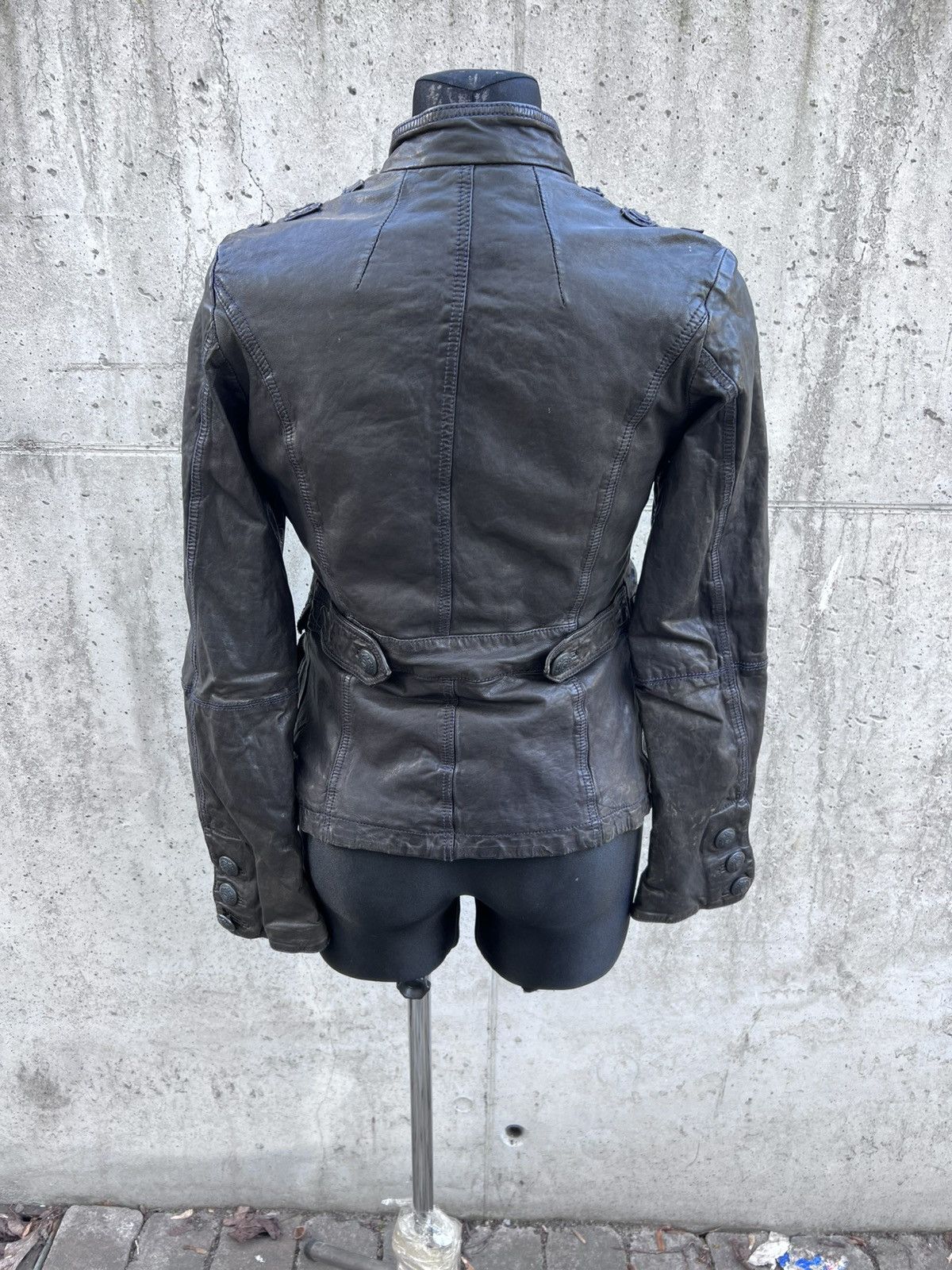 Hedi Slimane Real Leather Napoleon Asymmetrical Zip Cropped Jacket Size M / US 6-8 / IT 42-44 - 6 Thumbnail