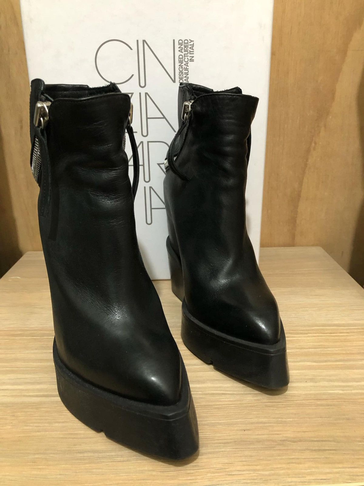 Cinzia Araia CINZIA ARAIA LEATHER BOOTS BLACK Size US 7 / IT 37 - 4 Thumbnail