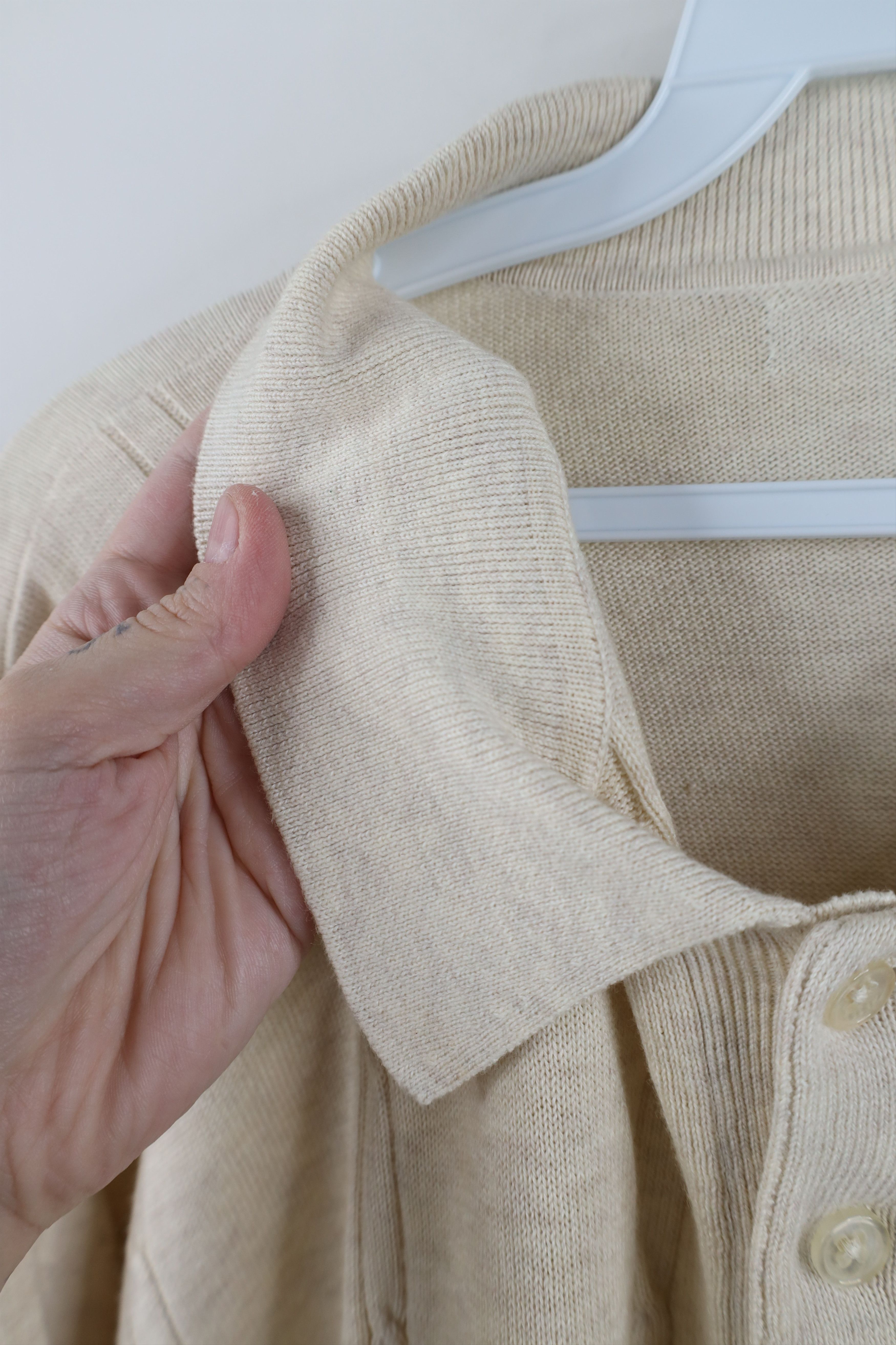 Vintage Vintage 90s Streetwear Cable Knit Long Sleeve Polo Beige Size US XXL / EU 58 / 5 - 6 Thumbnail
