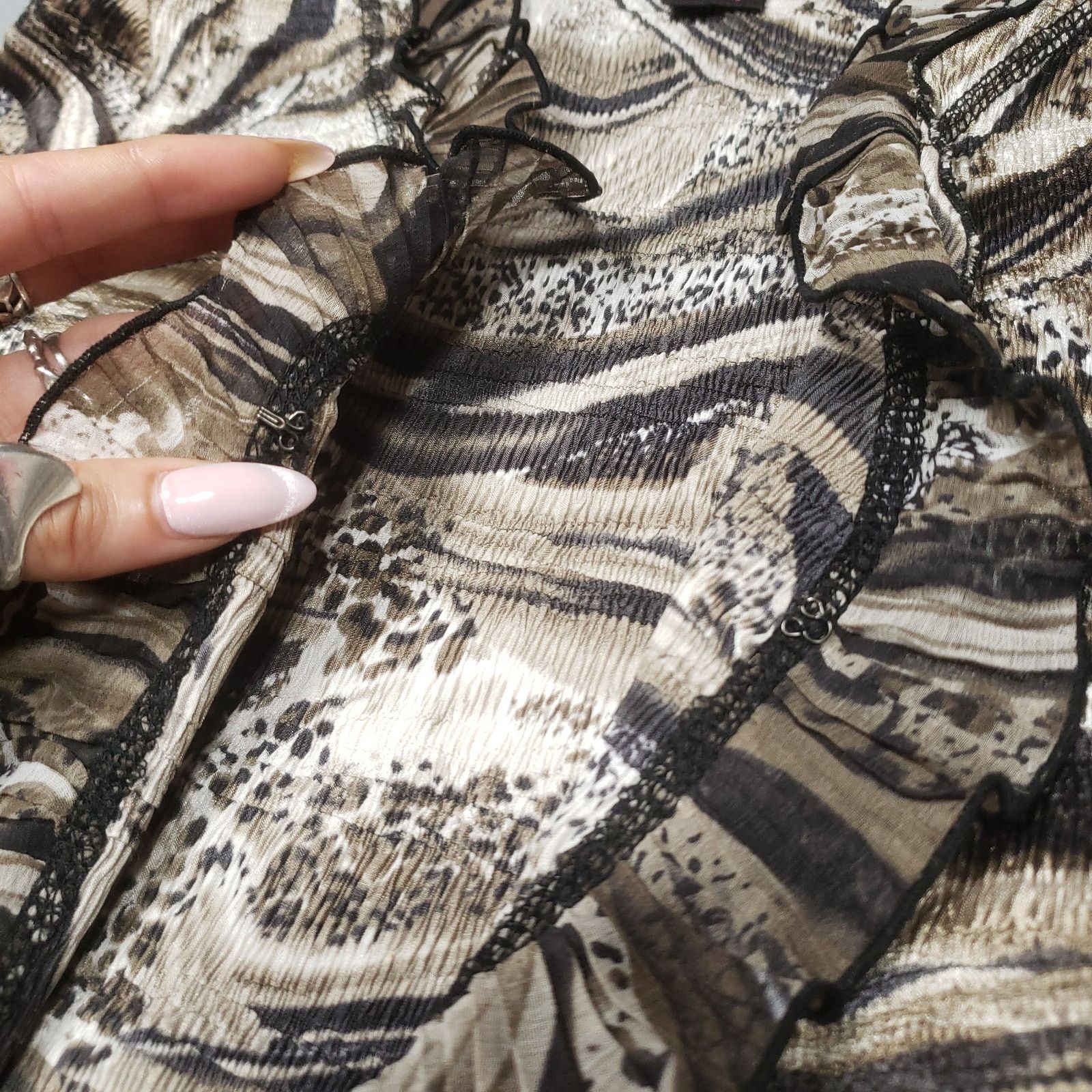 Pleats Please Issey Miyake × Vintage Pleats Collection Sz M Top Blouse Marble Artsy Art Abstract Size M / US 6-8 / IT 42-44 - 12 Thumbnail