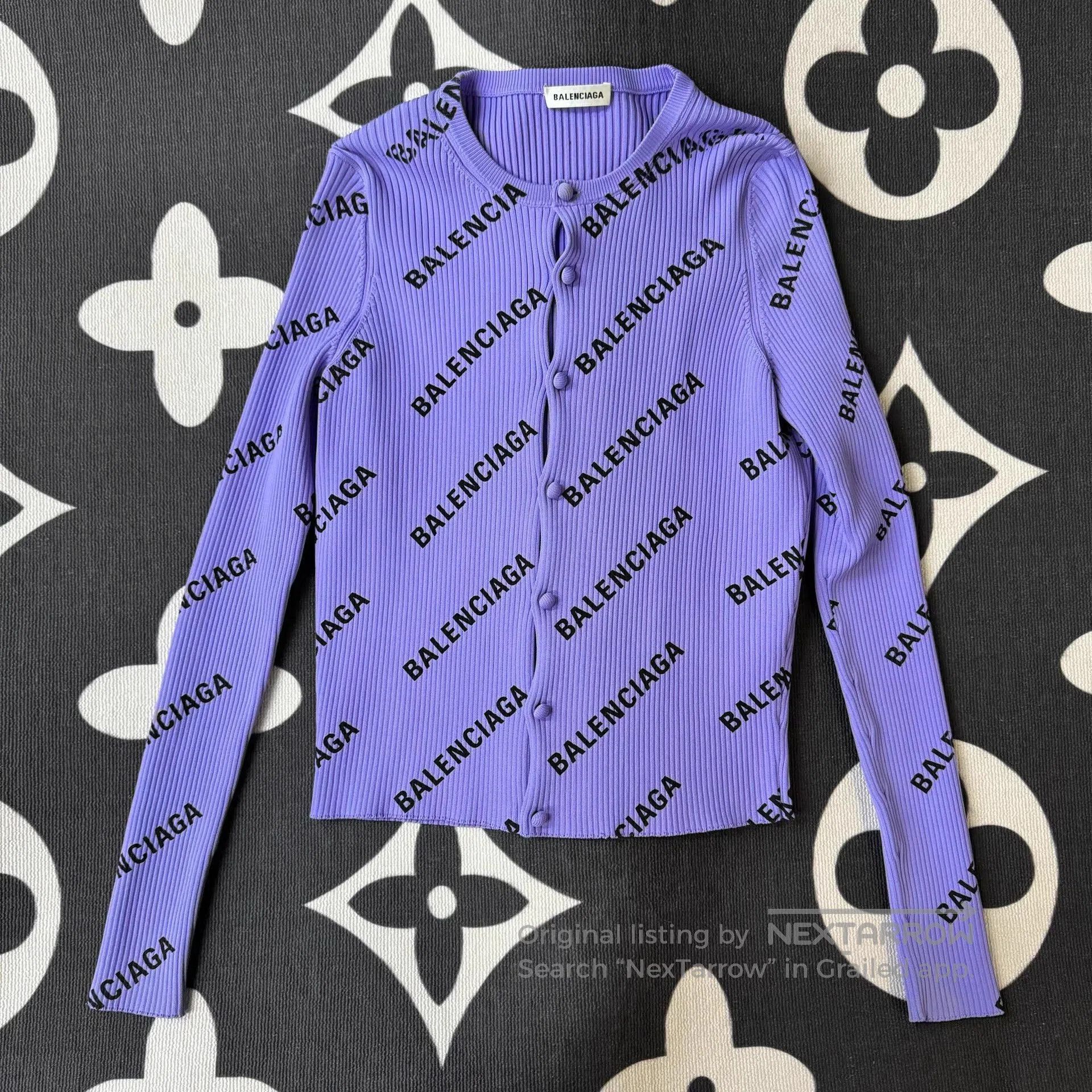 Balenciaga Purple Ribbed Button. Size US S / EU 44-46 / 1 - 1 Thumbnail
