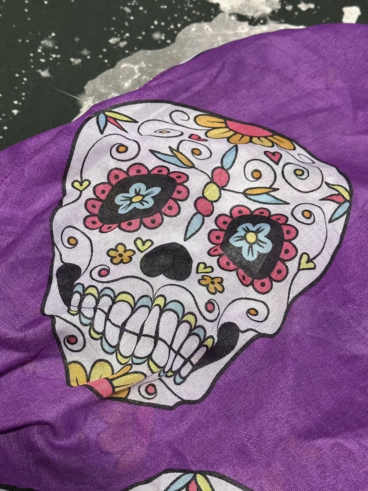 Other Colorful Purple Sugar Skull Scarf Size ONE SIZE - 3 Thumbnail