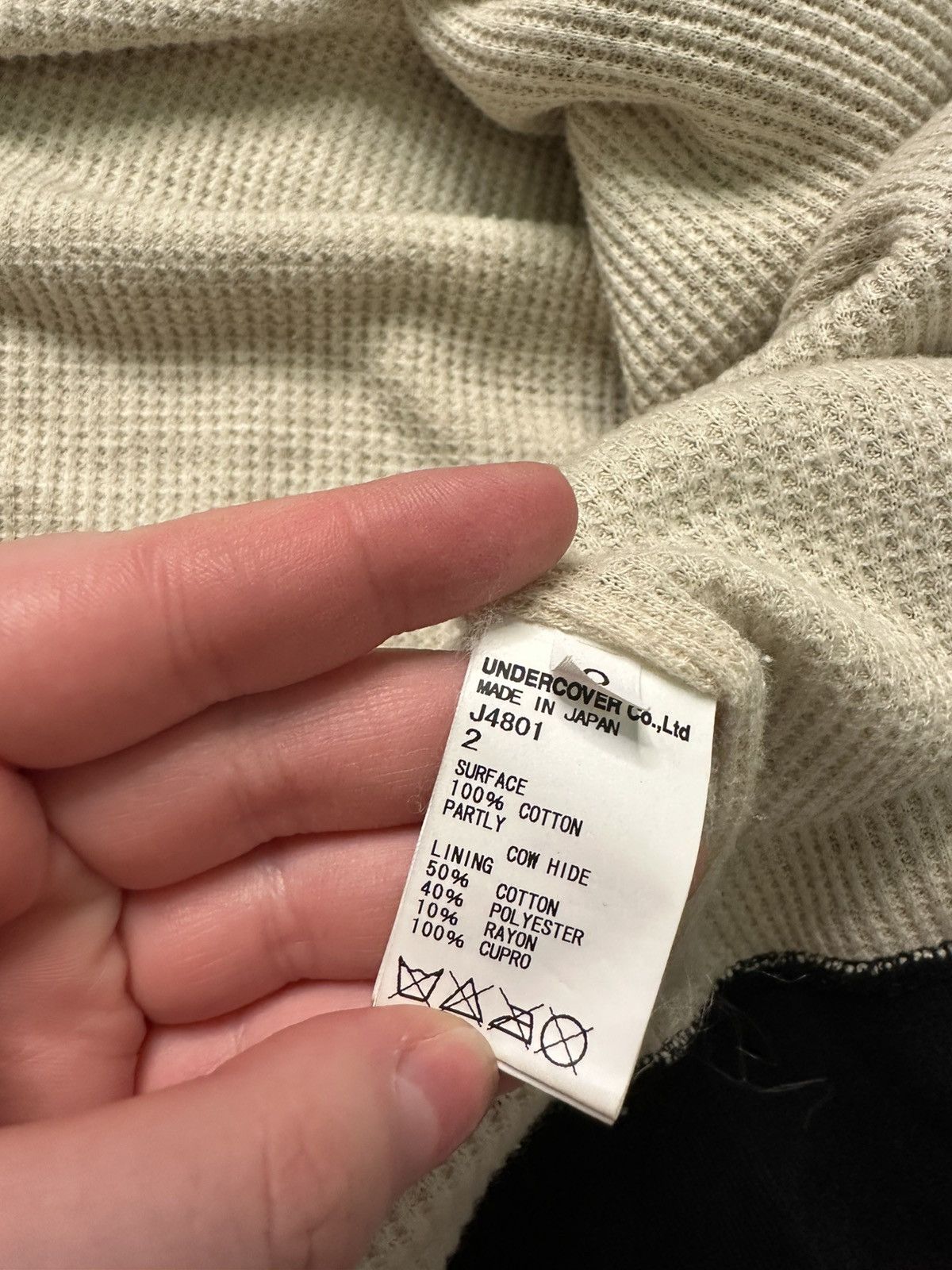 Undercover 2012 leather-sleeved hoodie J4801