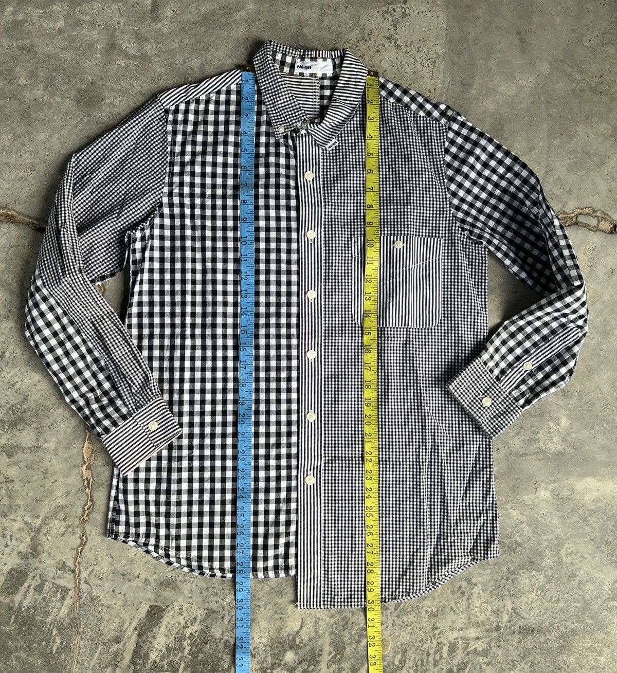 Issey Miyake × Japanese Brand × Ne-Net Ne-net X Issey Miyake Checked Patchwork Shirt Size US M / EU 48-50 / 2 - 12 Thumbnail