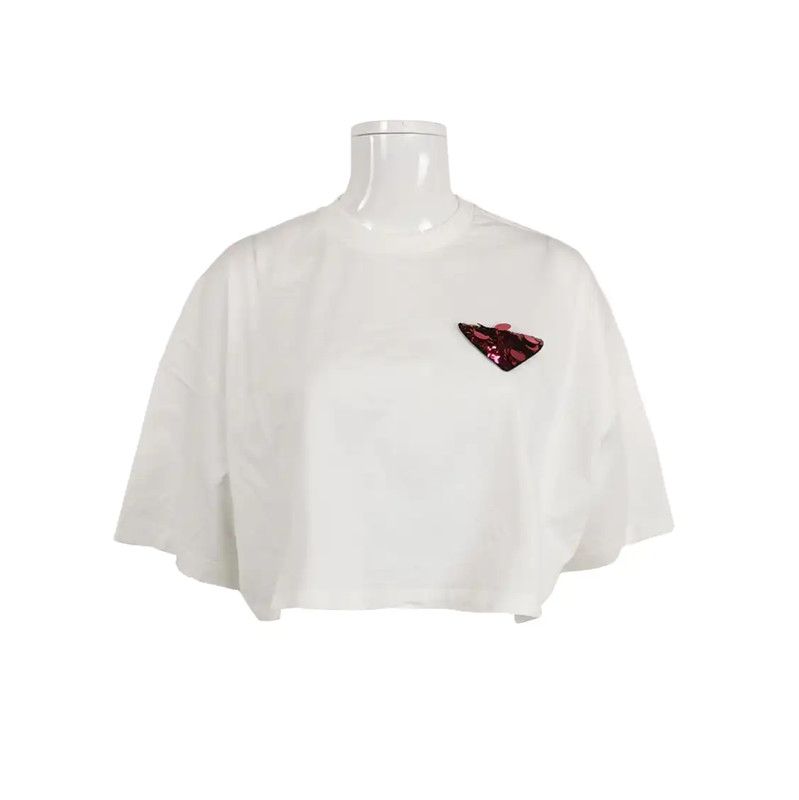 Prada Prada White Cotton Short Sleeve T-Shirt Size S / US 4 / IT 40 - 1 Thumbnail