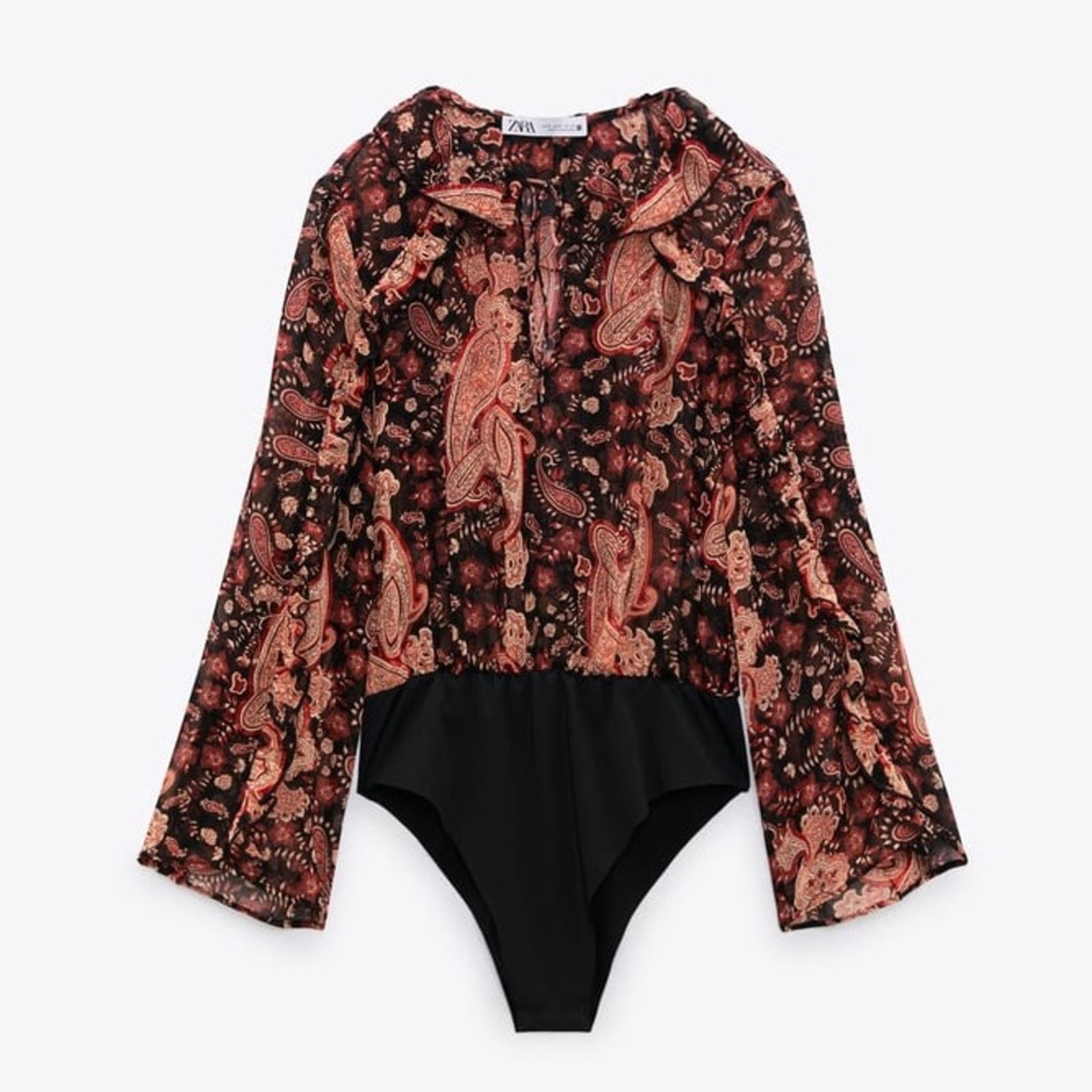 Zara ZARA PRINTED RUFFLED BODYSUIT MULTICOLORED Size M / US 6-8 / IT 42-44 - 4 Thumbnail