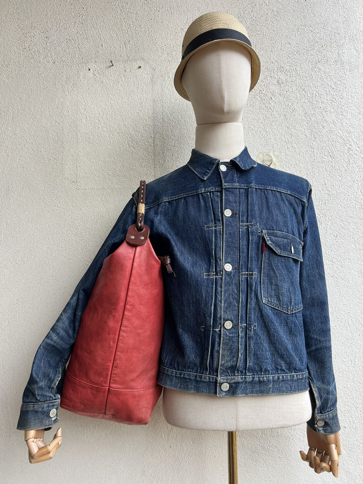 Leather Vintage CREAM Japan Fade Patina Leather Bag Japan Size ONE SIZE - 2 Thumbnail