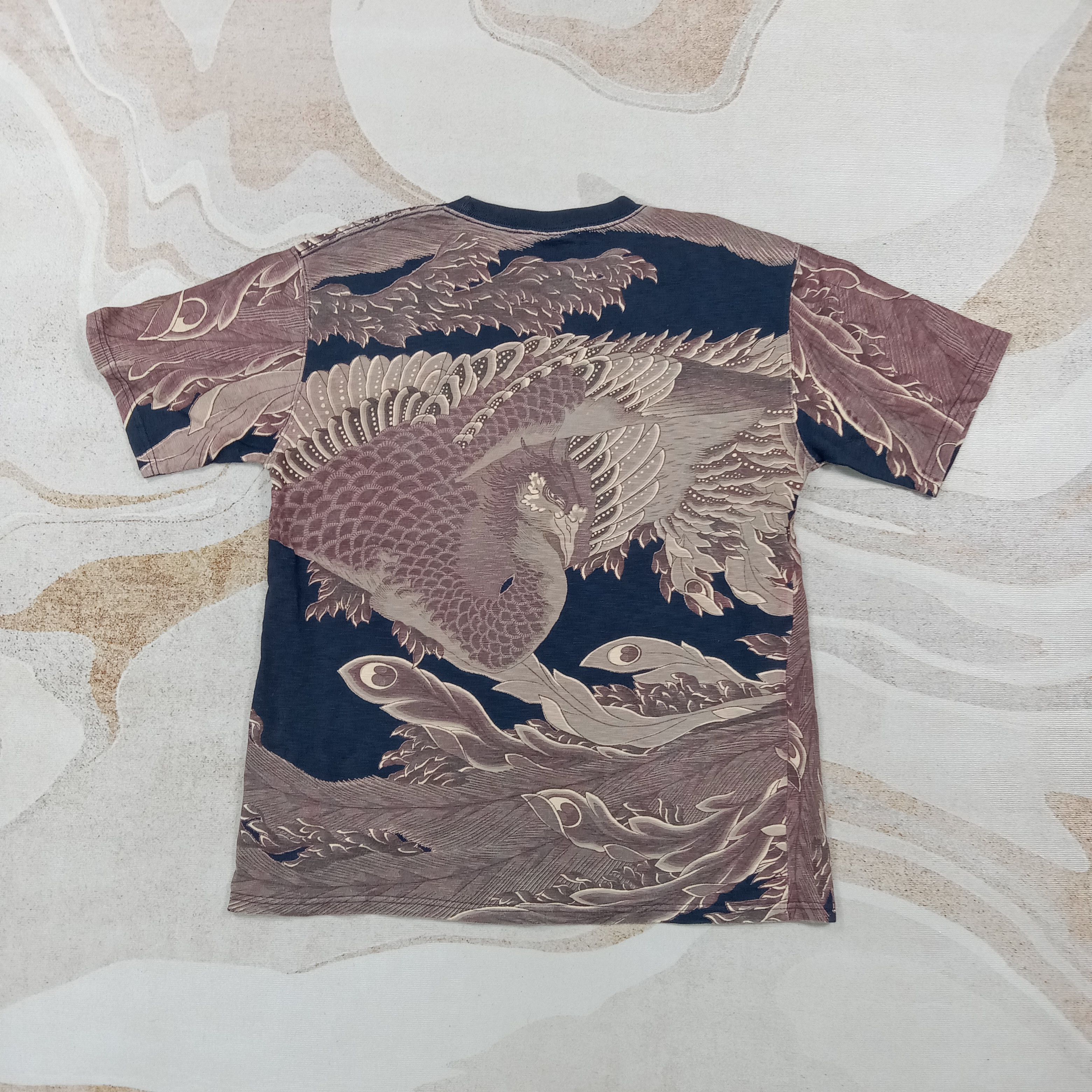 Japanese Brand RYUZAKURA Phoenix Design Sukajan Tshirt C276N25 Size US L / EU 52-54 / 3 - 4 Thumbnail