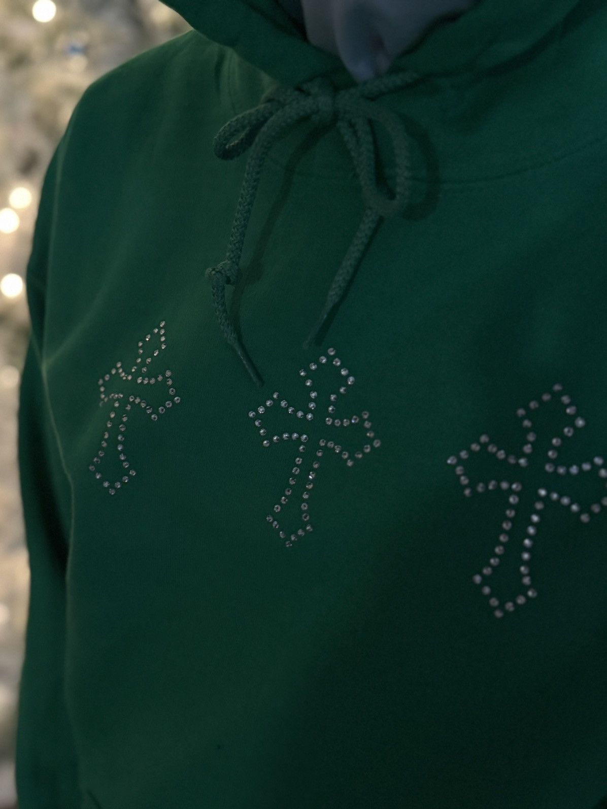 Vintage Rhinestones Cross Vintage Hoodie Size US L / EU 52-54 / 3 - 4 Thumbnail