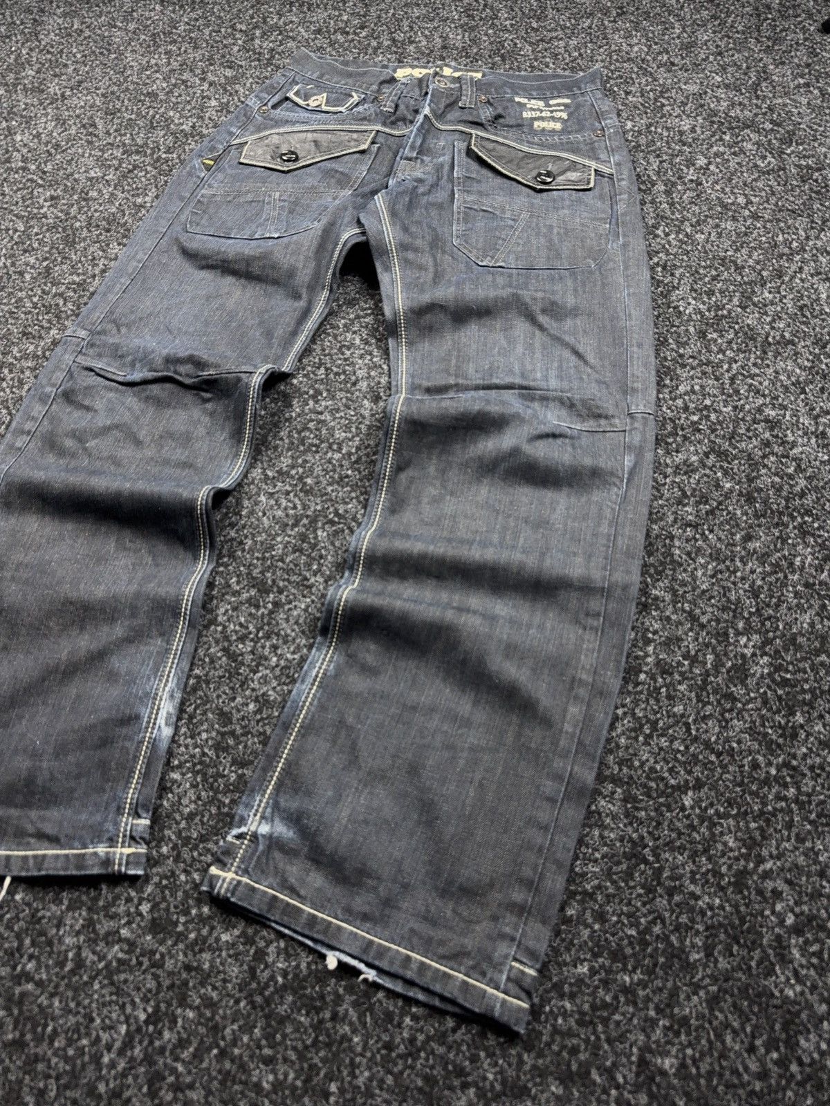 Japanese Brand Y2K Japanese Police G-Star style 00s Retro Dark Denim Jeans Size US 32 / EU 48 - 2 Thumbnail