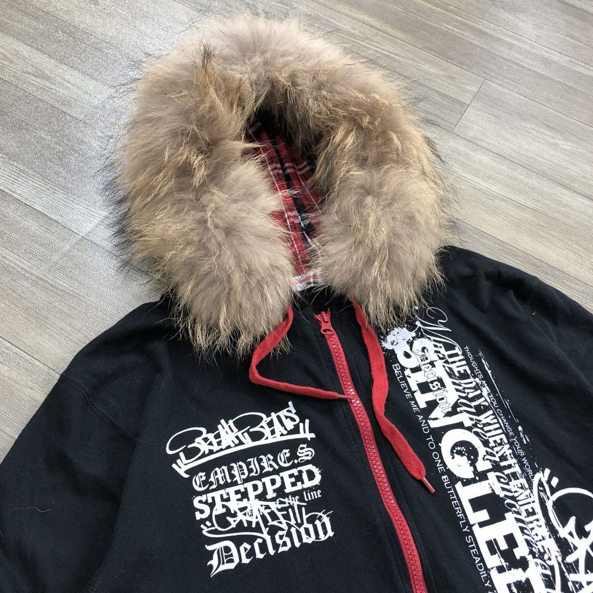 If Six Was Nine × Japanese Brand × Le Grande Bleu (L.G.B.) 2000s Doublefocus Fur Poem Cross Goa Punk Style Zip Hoodie Size US M / EU 48-50 / 2 - 3 Thumbnail