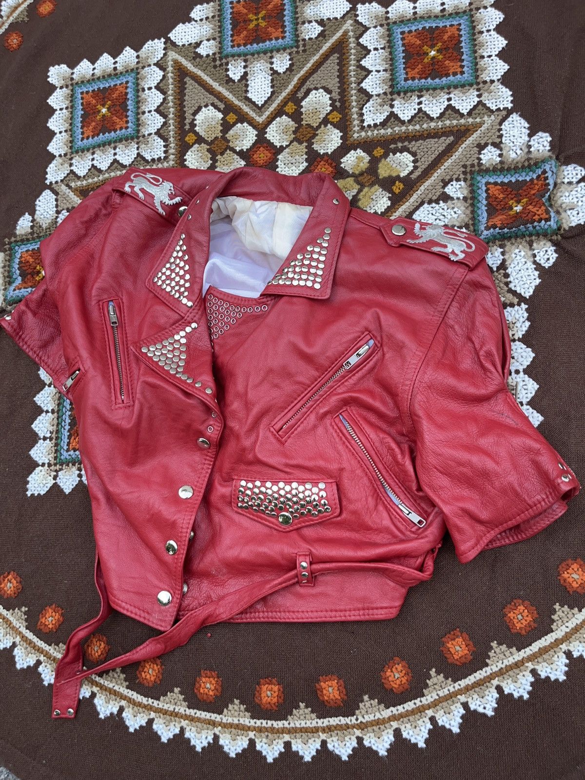 Seditionaries × Vintage Vintage 80s Studded Cropped Leather Jacket Punk Style Size L / US 10 / IT 46 - 11 Thumbnail