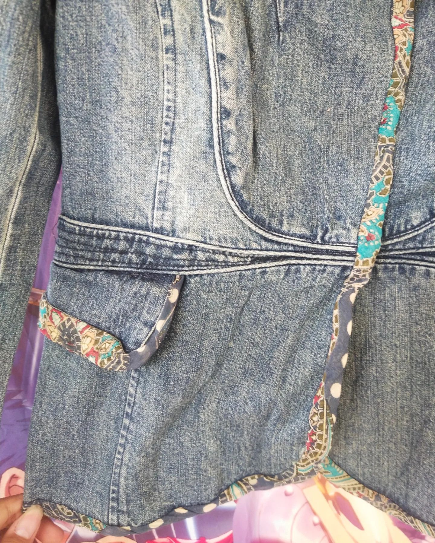 Japanese Brand Rosella Paris Tailored Denim Jacket with Patterned Lining Size M / US 6-8 / IT 42-44 - 2 Thumbnail