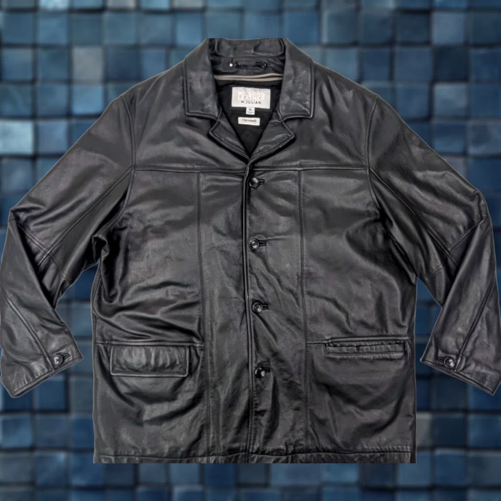 Vintage Wilsons Leather M Julian Leather Coat Men XL Black Removable Thinsulate Liner 90s Classic Motorcycle Overcoat Size US XL / EU 56 / 4 - 1 Thumbnail