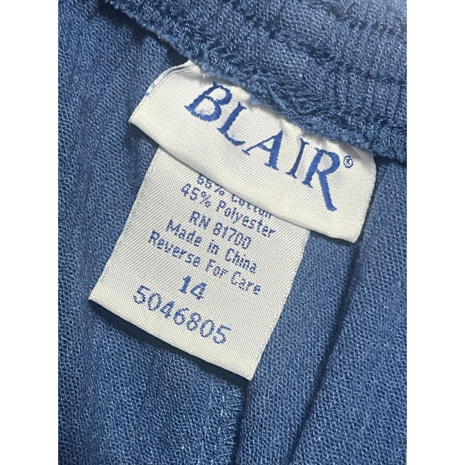 Blair Blair Pants Women's Size 14 Blue Pull On Straight Leg Pants, Regular Inseam 25 in, Casual Size 36" / US 14 / IT 50 - 3 Thumbnail