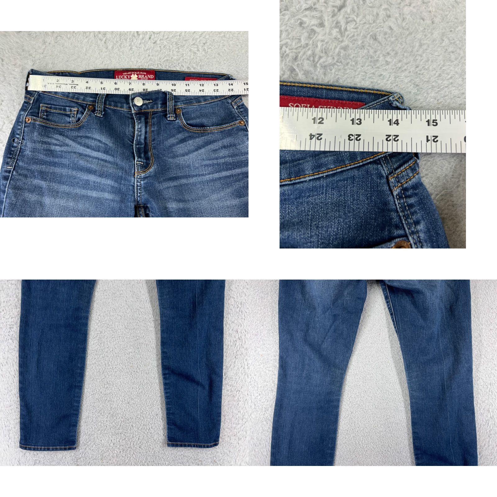 Lucky Brand Lucky Brand Jeans Womens 2 Blue Denim Skinny Low Rise 25x27 Cotton Blend 5-Pocket Design Reusable 90s Theme Girls Womens Size 26" / US 2 / IT 38 - 9 Thumbnail