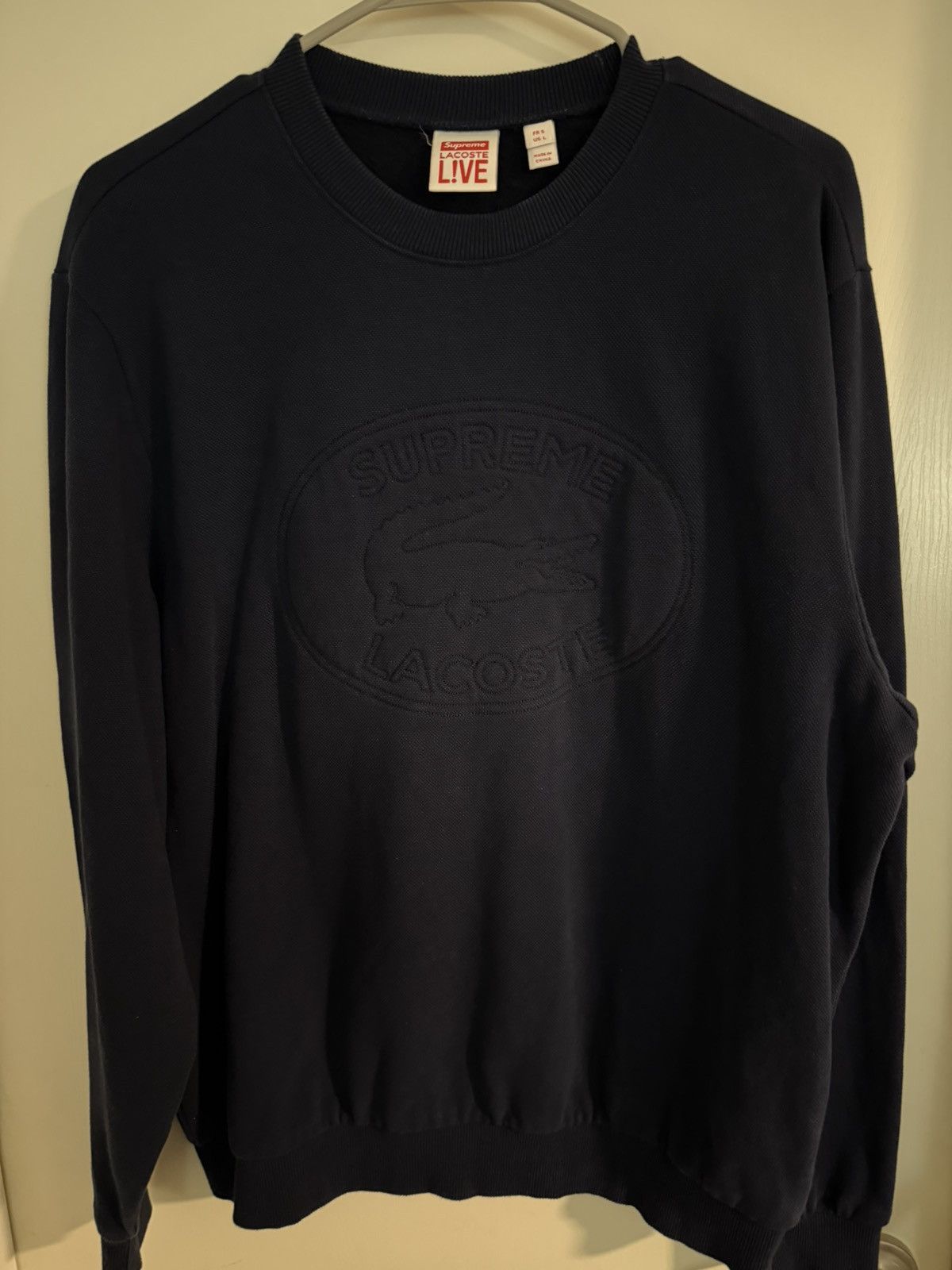 Lacoste × Supreme Supreme x Lacoste Navy Crewneck Size US L / EU 52-54 / 3 - 1 Thumbnail