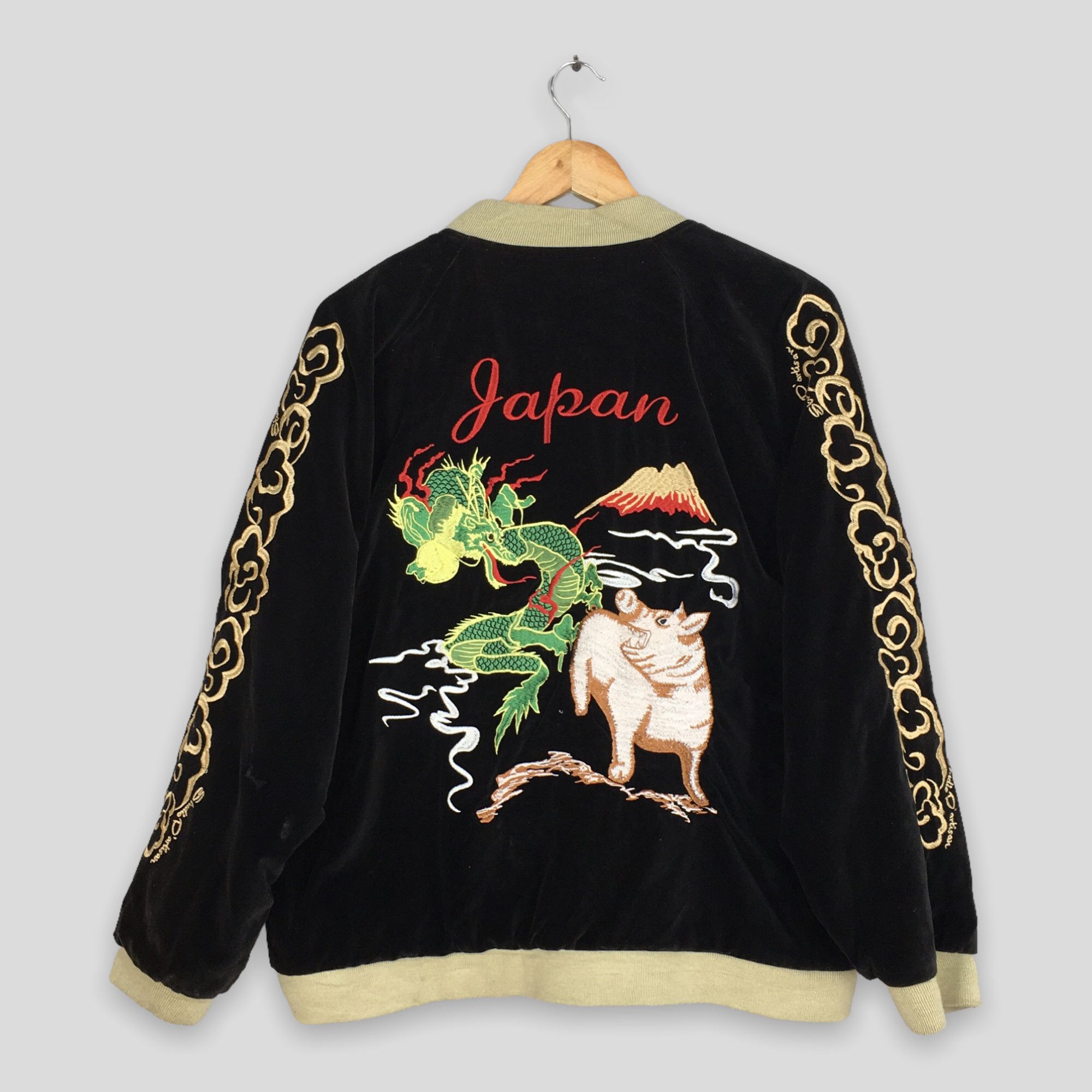 image of Kimono Japan Dragon x Sukajan Souvenir Jacket Studio D'artisan Japan Sukajan Velvet Reversible Jack