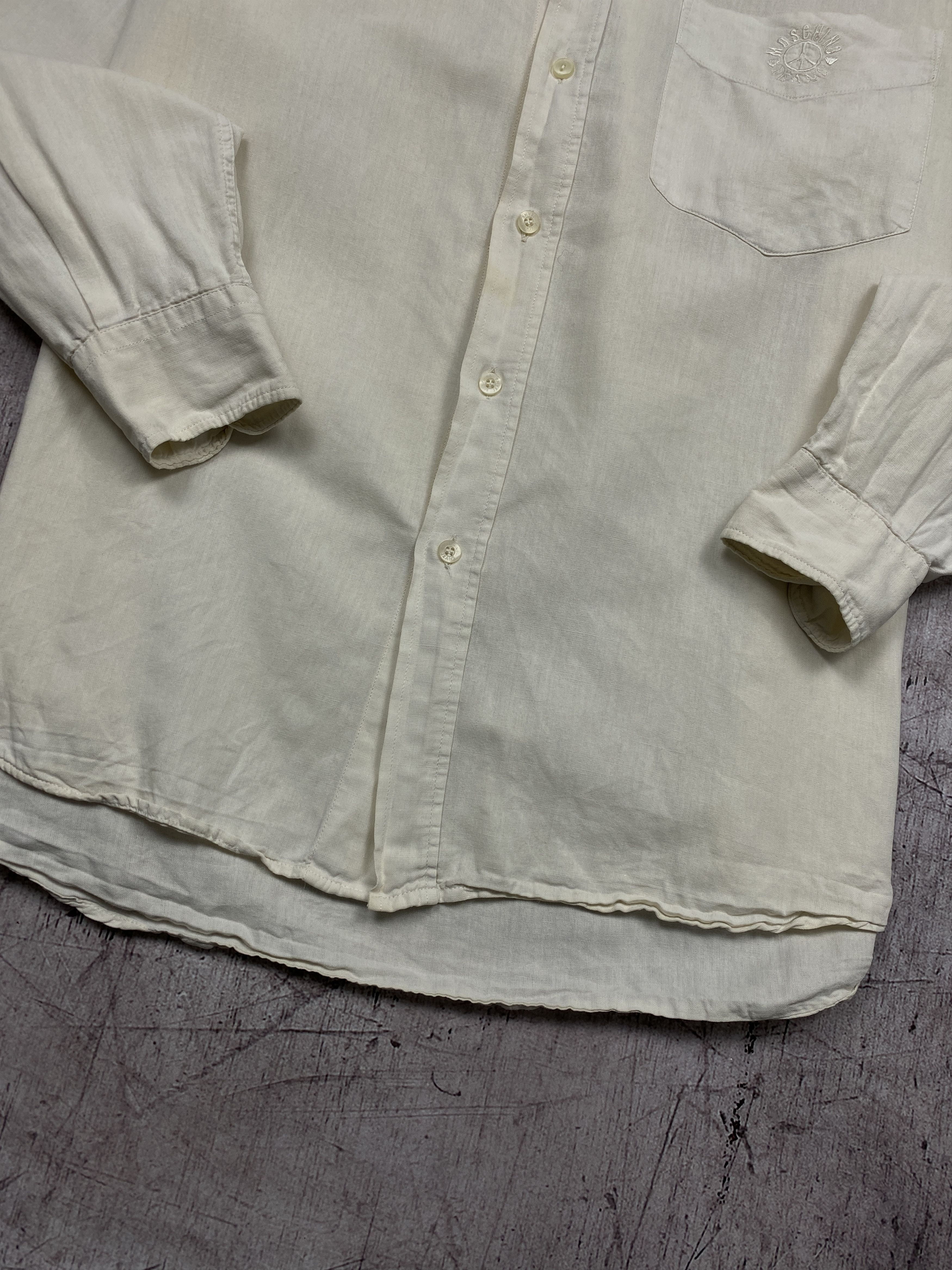 Moschino × Vintage Moschino Vintage Distressed Linen Shirt Size US XL / EU 56 / 4 - 5 Thumbnail