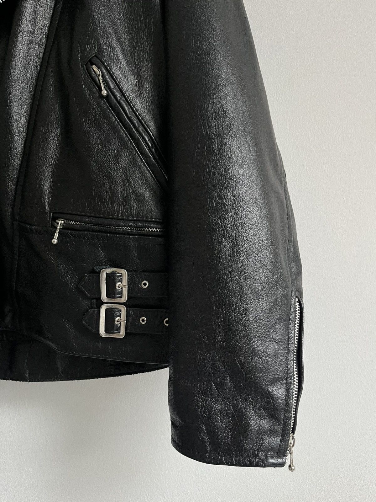 Genuine Leather × Vintage Vintage black ramones biker leather jacket Size US XL / EU 56 / 4 - 4 Thumbnail