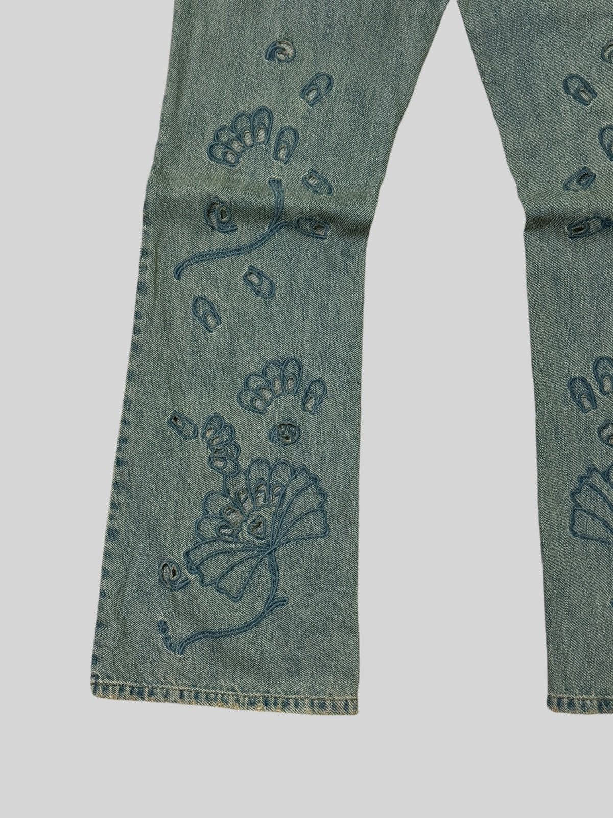 Hysteric Glamour × Japanese Brand Flared Distressed BUFFALO JEANS Trashed Embroidery Denim Size US 34 / EU 50 - 13 Thumbnail