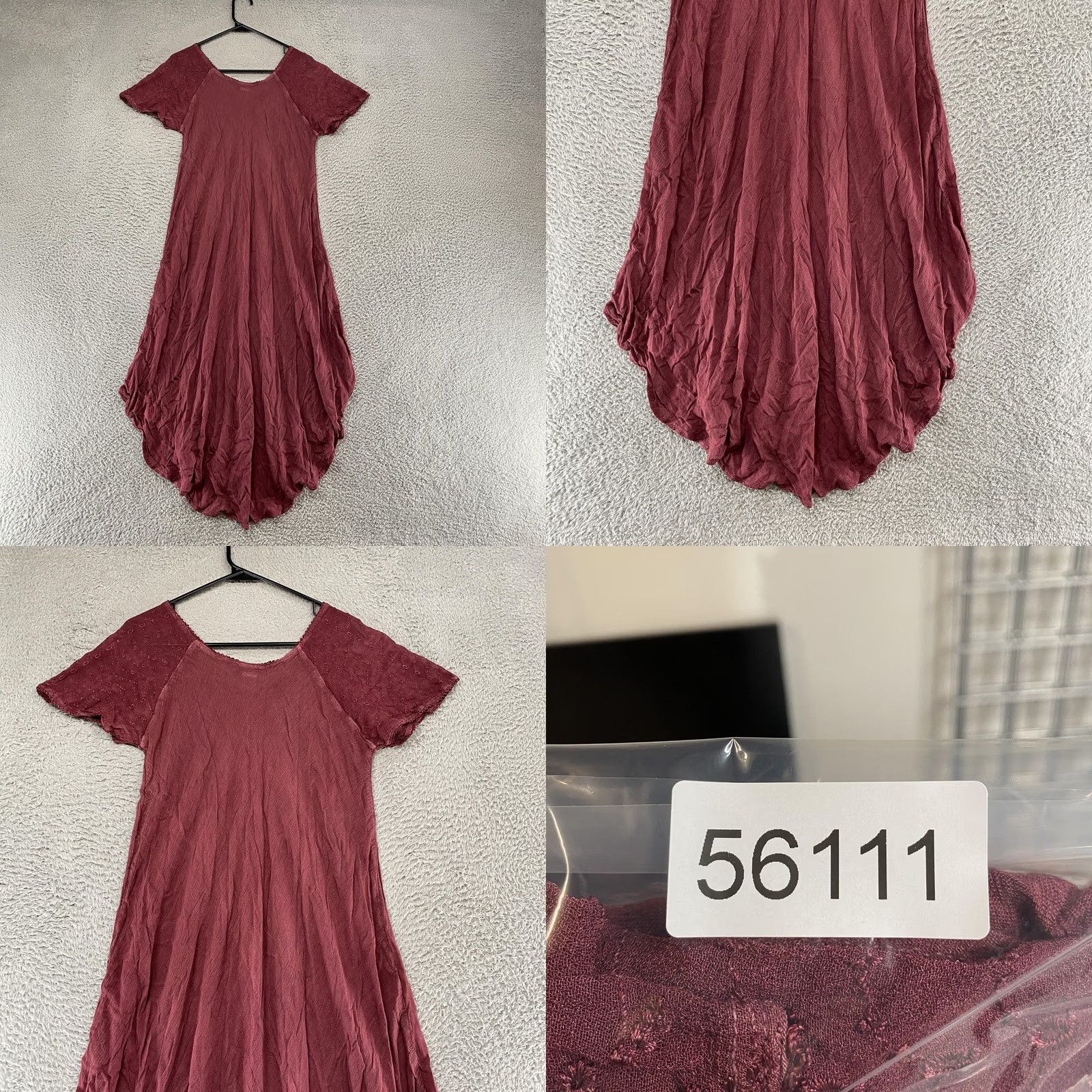 Pinko Sakkas Maxi Dress Womens Hi-Low Embroidered Boho Pink Red Flutter Sleeve Scoop Neck Adult One Size Casual Beach Size ONE SIZE - 8 Thumbnail
