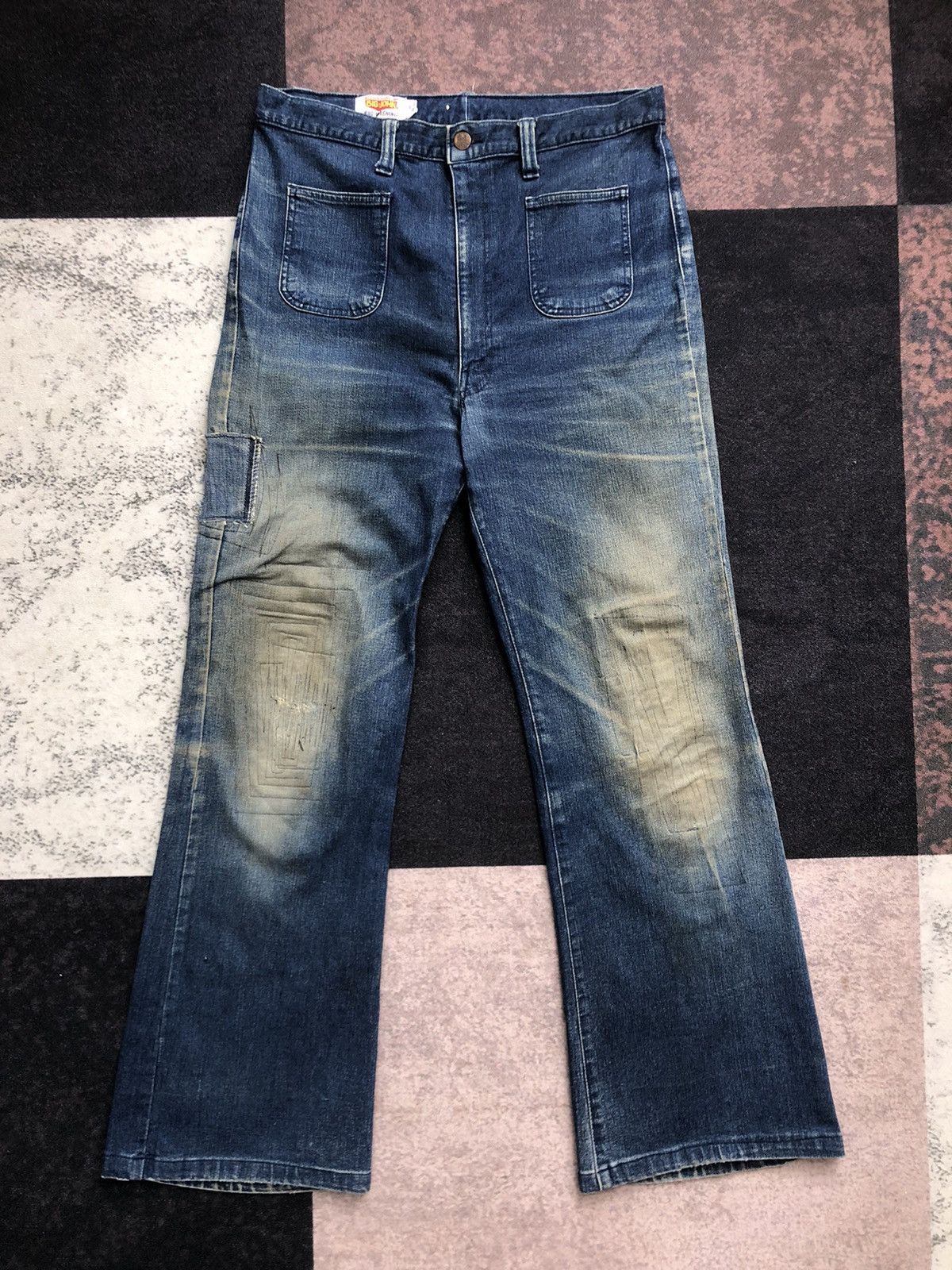 If Six Was Nine Vintage Japanese 80s Big John Bush Flared Jeans Size US 33 - 2 Thumbnail