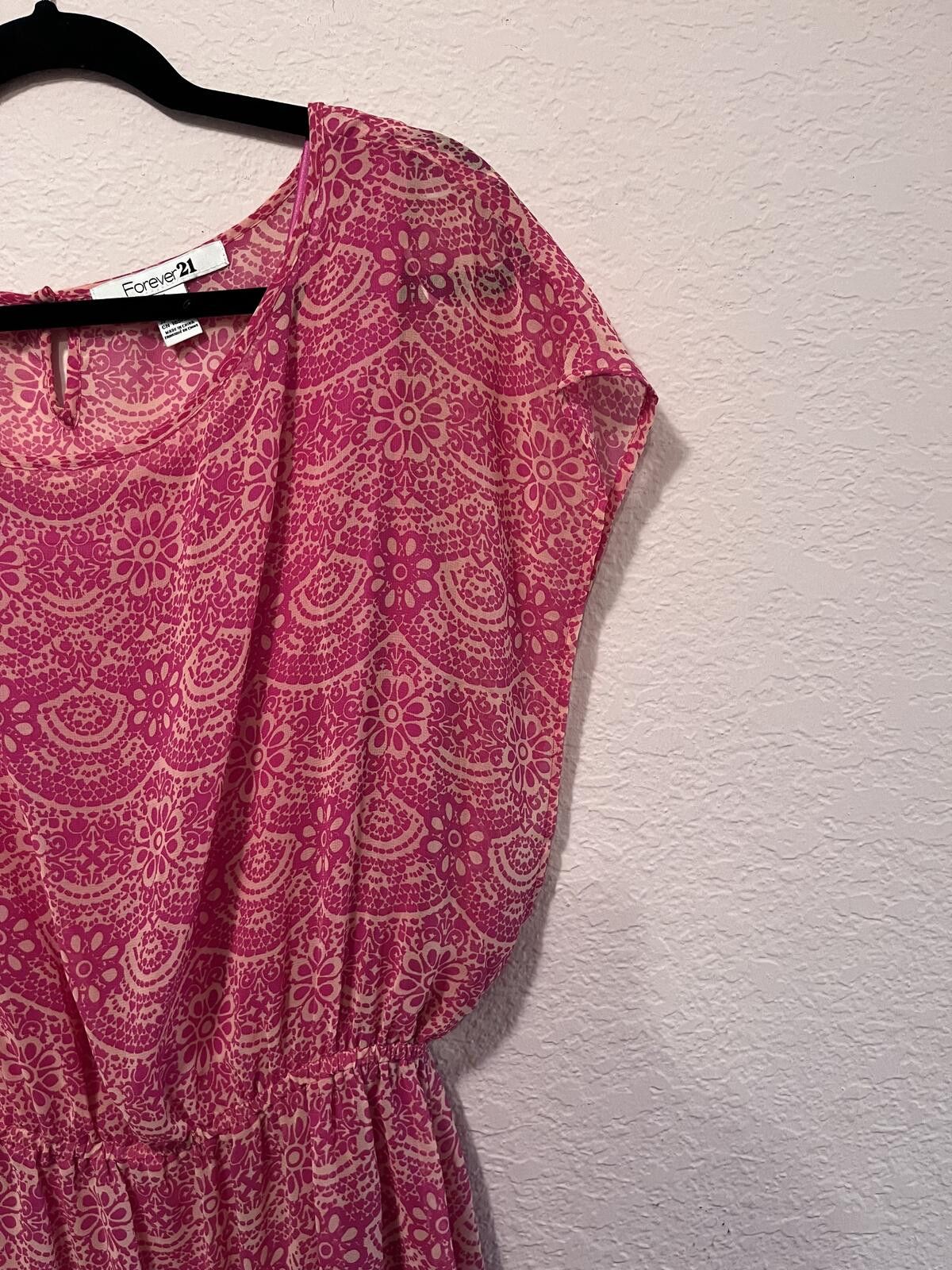 Forever 21 Forever 21 Sheer Burgundy Patterned Dress Size M / US 6-8 / IT 42-44 - 5 Thumbnail