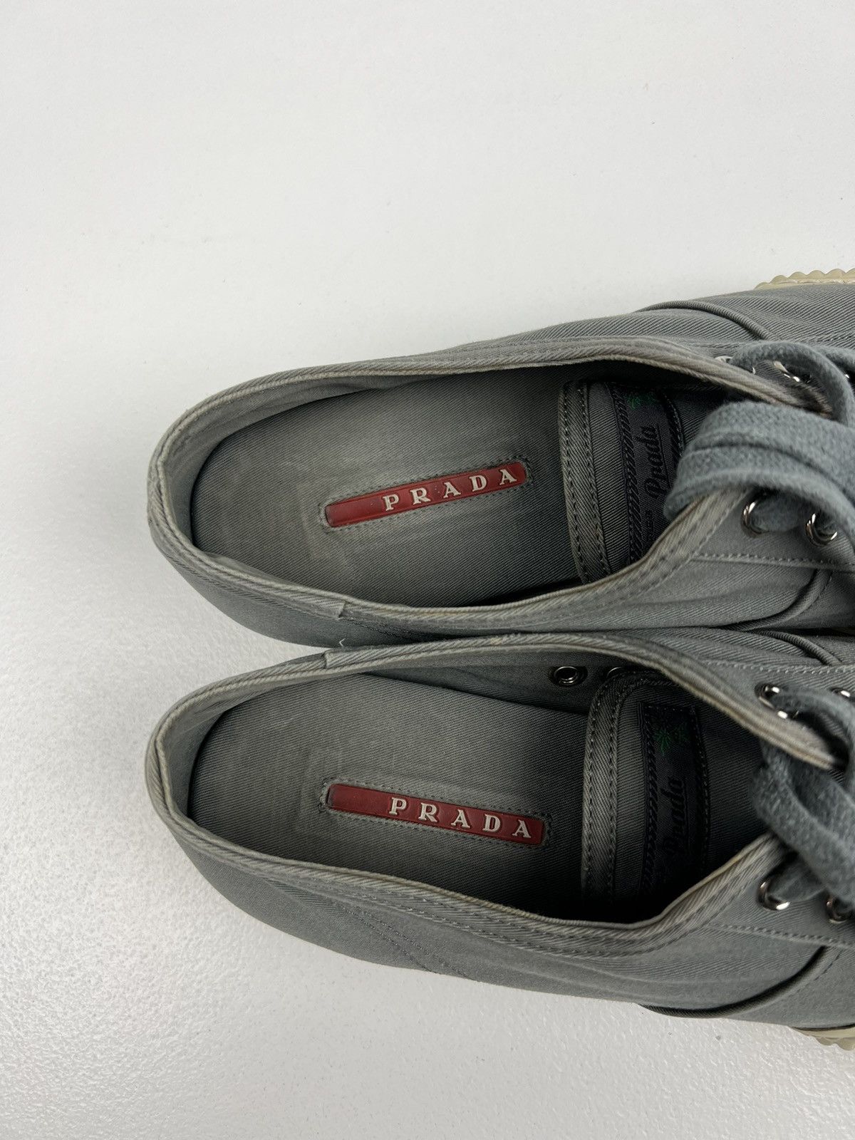 Prada PRADA Sneakers Low-Top Shoes Denim Rubber Logo Gray Wmn’s Size US 9 / IT 39 - 16 Thumbnail
