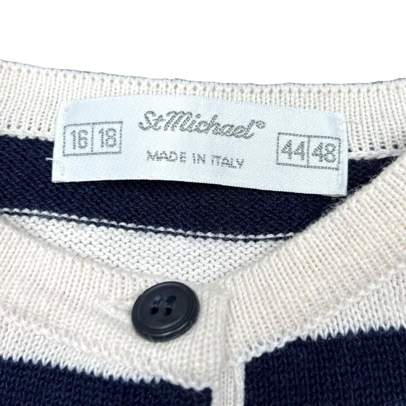 Vintage VINTAGE St Michael Made In Italy Nautical Striped Short Sleeve Knit Jumper Women’s 16/18 White Navy Striped Knit Jumper Womens 16/18 Mens Girls Size XXL / US 16-18 / IT 52-54 - 5 Thumbnail