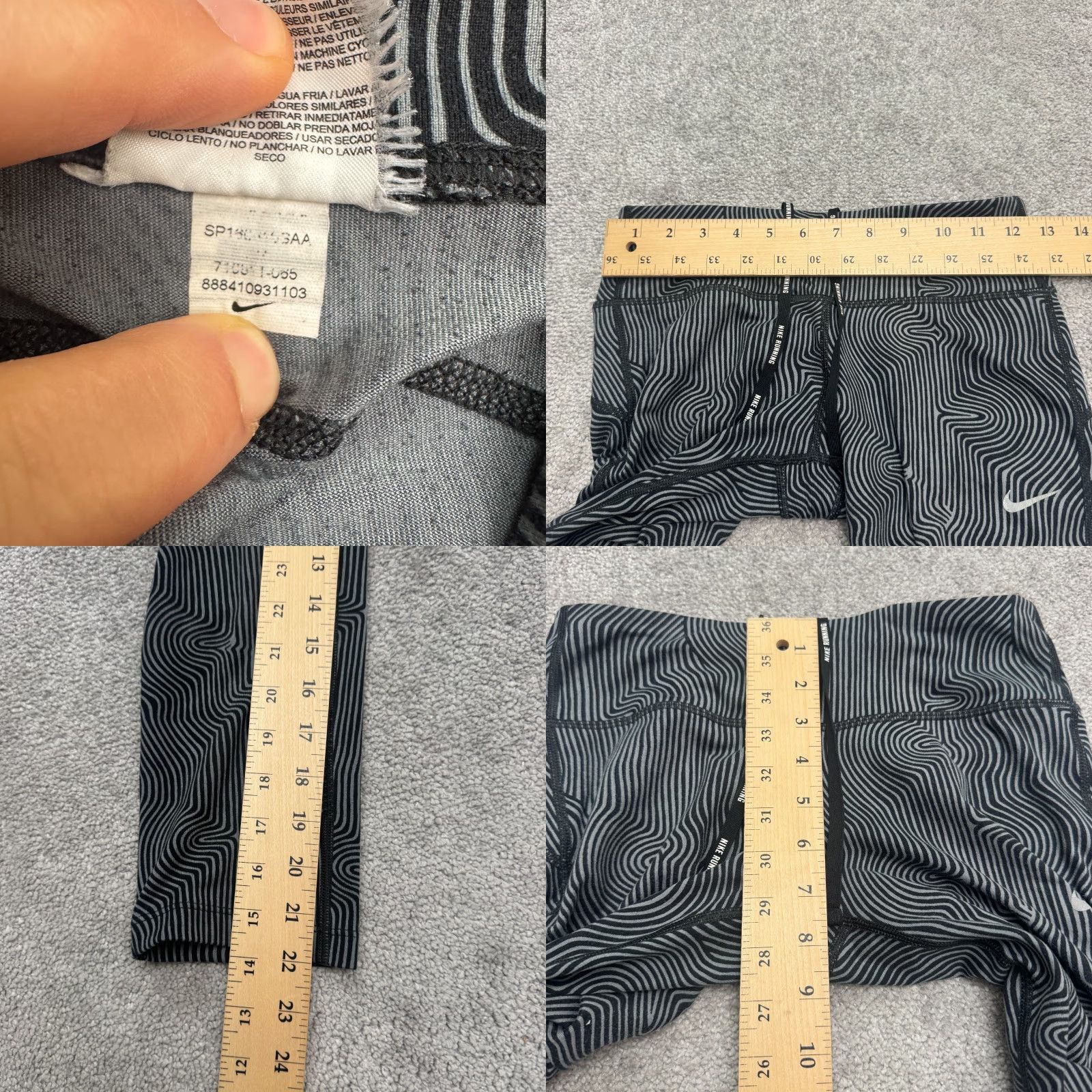 Nike Nike Dri-FIT Leggings Women's XS Black Geometric Contour Print Ankle Zip Activewear Compression Size 26" / US 2 / IT 38 - 9 Thumbnail