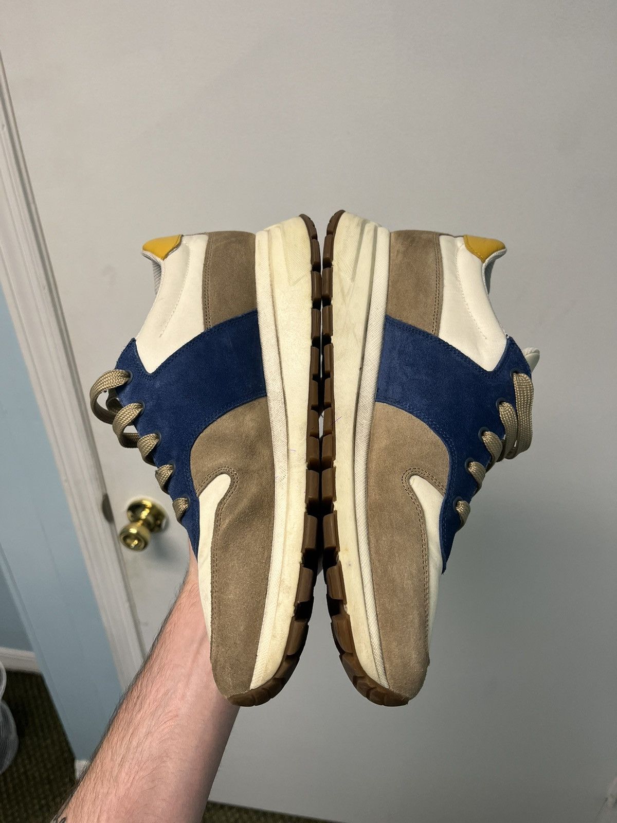 Prada PRADA Suede Nylon PRAX01 Sneakers Beige Blue White Size US 9.5 / EU 42-43 - 4 Thumbnail