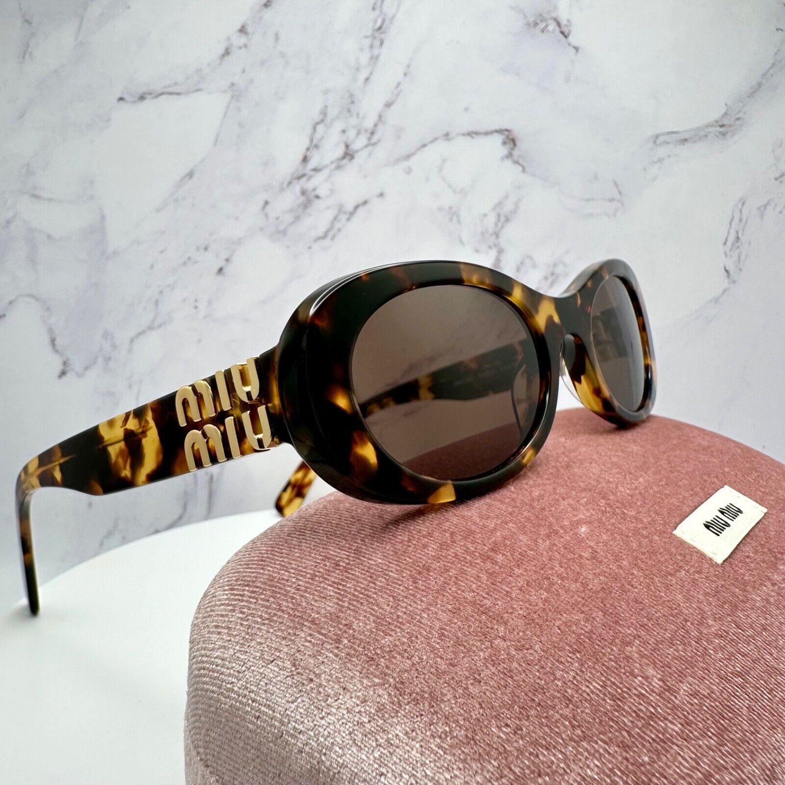 Miu Miu NEW MIU MIU Sunglasses Brown Oval Gold Size ONE SIZE - 21 Thumbnail
