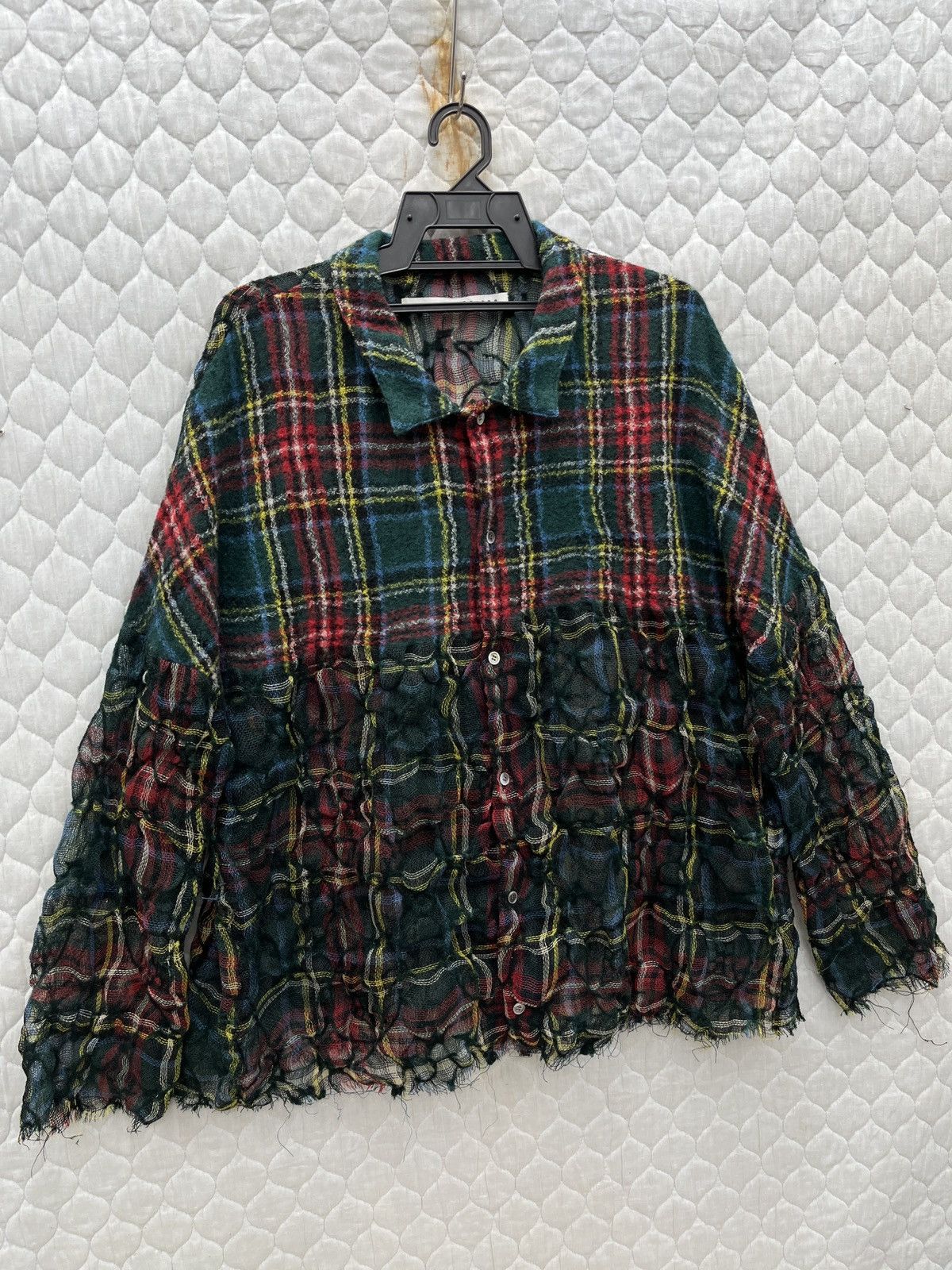 Issey Miyake 🔥🔥VINTAGE ISSEY MIYAKE SUNAO KUWAHARA TARTANWOOL MESH SHIRTS Size M / US 6-8 / IT 42-44 - 2 Thumbnail