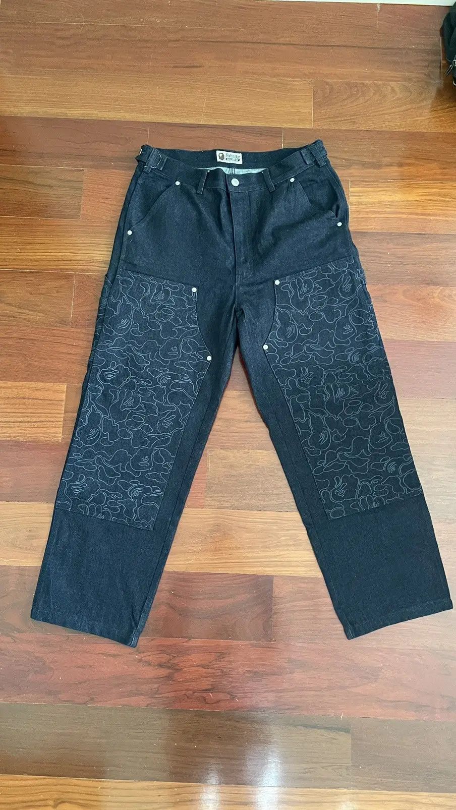 Bape Camo Patch Denim Double Knee Work Pants Size US 33 - 1 Thumbnail