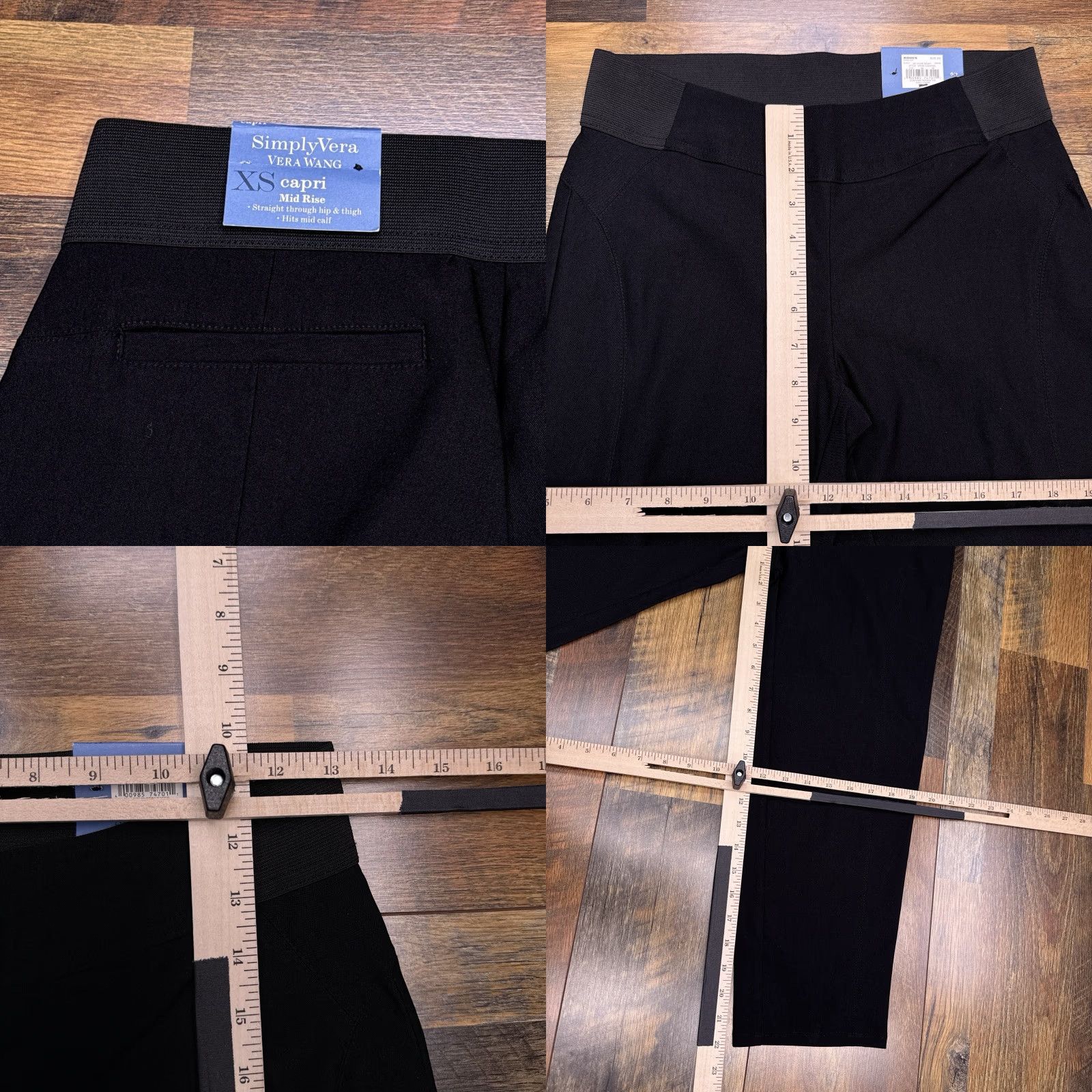 Vintage Simply Vera Wang Capri Leggings XS Black Capri Leggings Women's XS Black Stretch New Size 26" / US 2 / IT 38 - 8 Thumbnail
