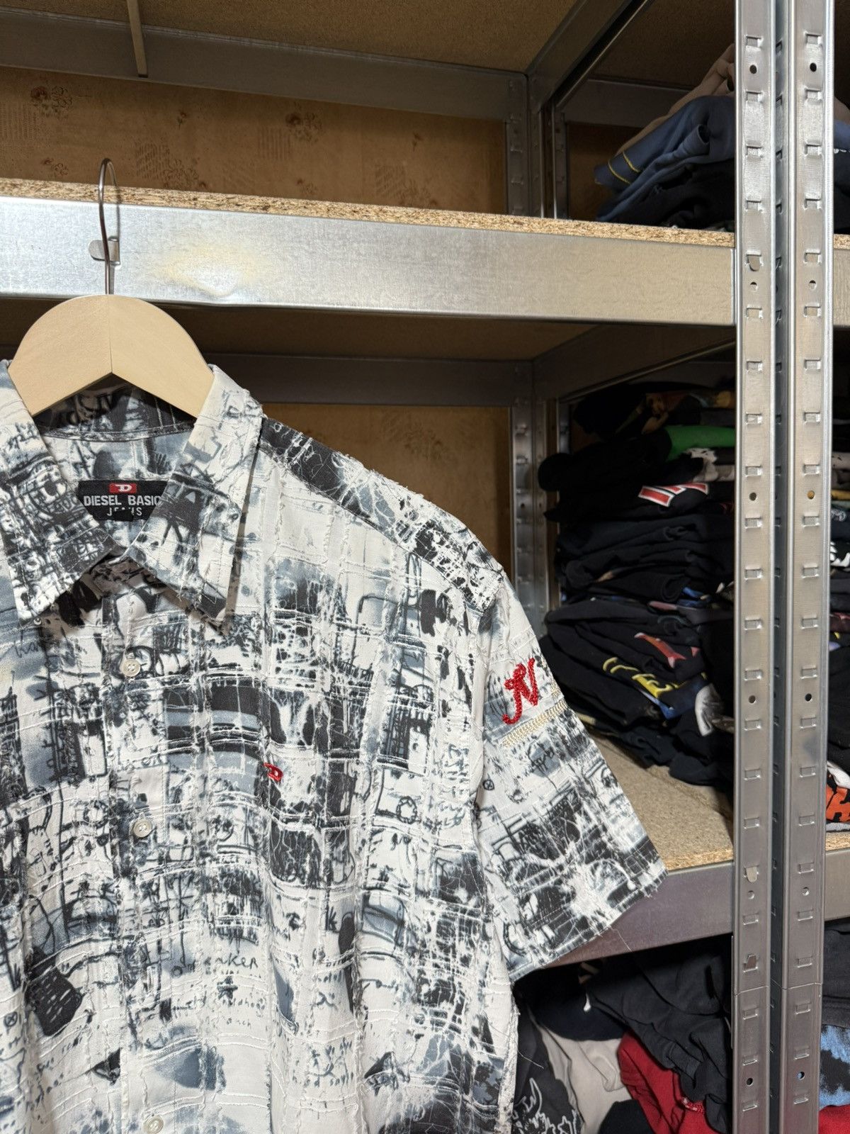 Diesel × Vintage Vintage 90’s Diesel Logo Button Shirt Y2K Hype Rare Retro Size US L / EU 52-54 / 3 - 3 Thumbnail
