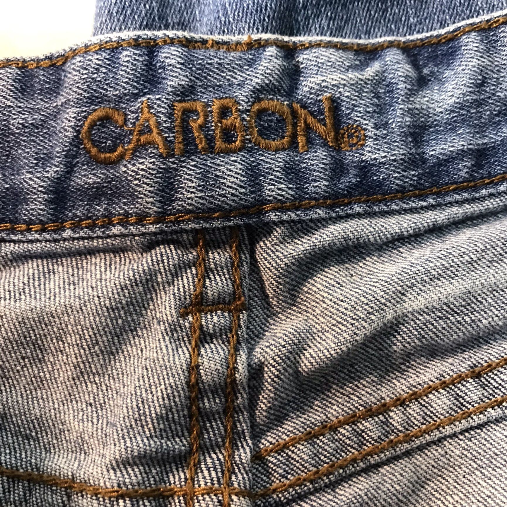 Carbon Carbon Slim Straight Flex Jeans Mens 34X30 Denim Blue Light Wash Distressed 5-Pocket Size US 34 / EU 50 - 4 Thumbnail