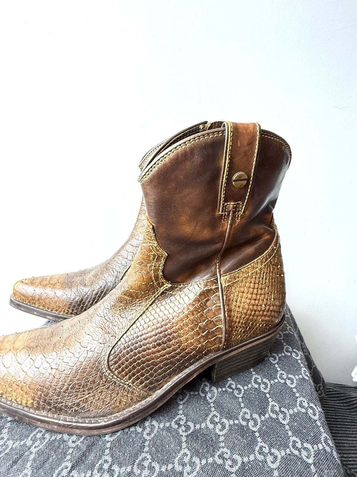Cowboy Equipment 💥Rare! Vintage Kentucky Western Snake Leather Cowboy Boots Size US 10.5 / EU 43-44 - 3 Thumbnail
