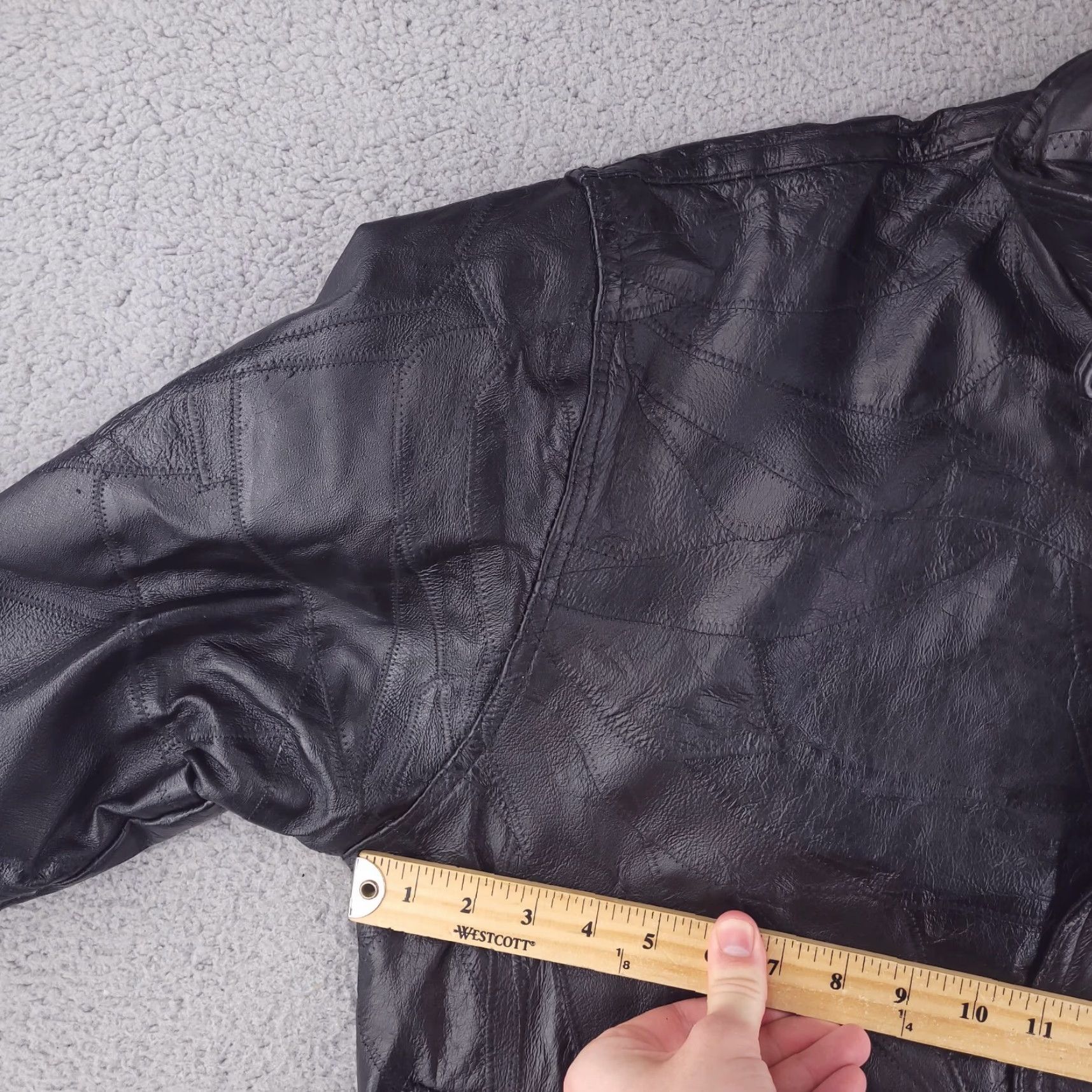 Vintage Roadpro Leather jacket Mens XL Black Real Genuine Pigskin Patchwork Bomber Jacket Size US XL / EU 56 / 4 - 5 Thumbnail