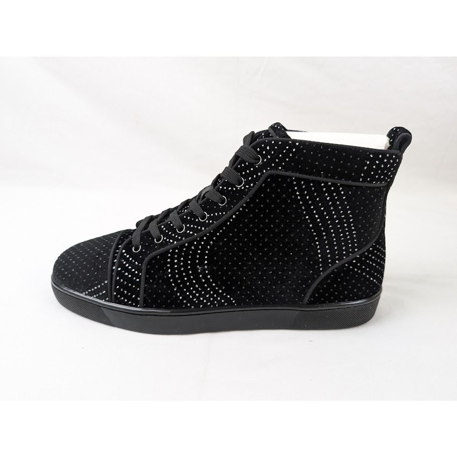 Christian Louboutin o1rshd1 Louis Orlato Flat Hi-Top Sneakers in Black/Silver Size US 11 / EU 44 - 13 Thumbnail