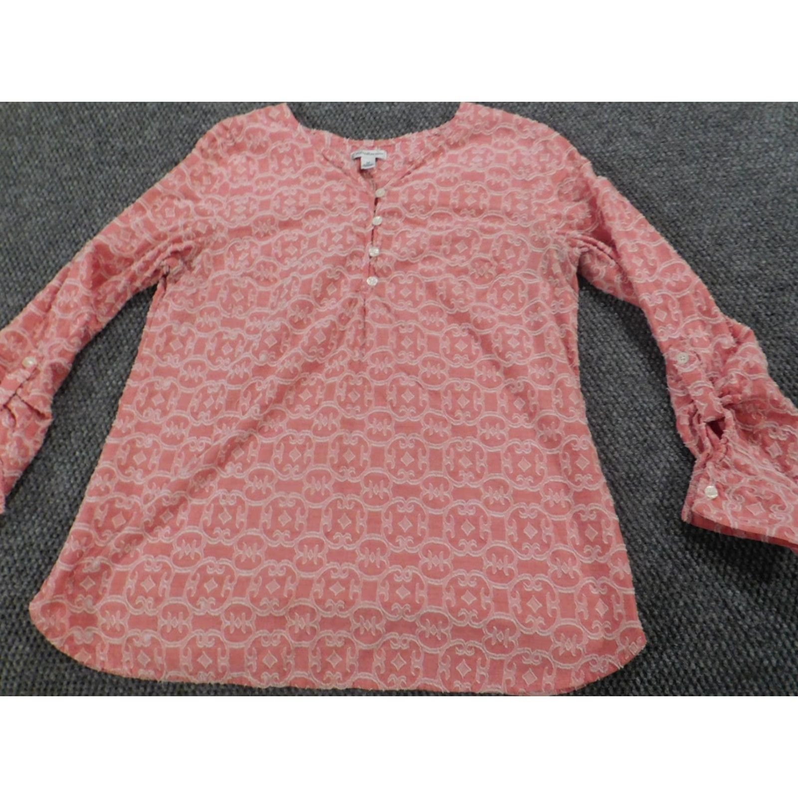 Croft & Barrow Croft & Barrow Womens Blouse M Pink Crew Neck Pullover Casual Long Sleeve Cotton Rayon Regular Size M / US 6-8 / IT 42-44 - 3 Thumbnail