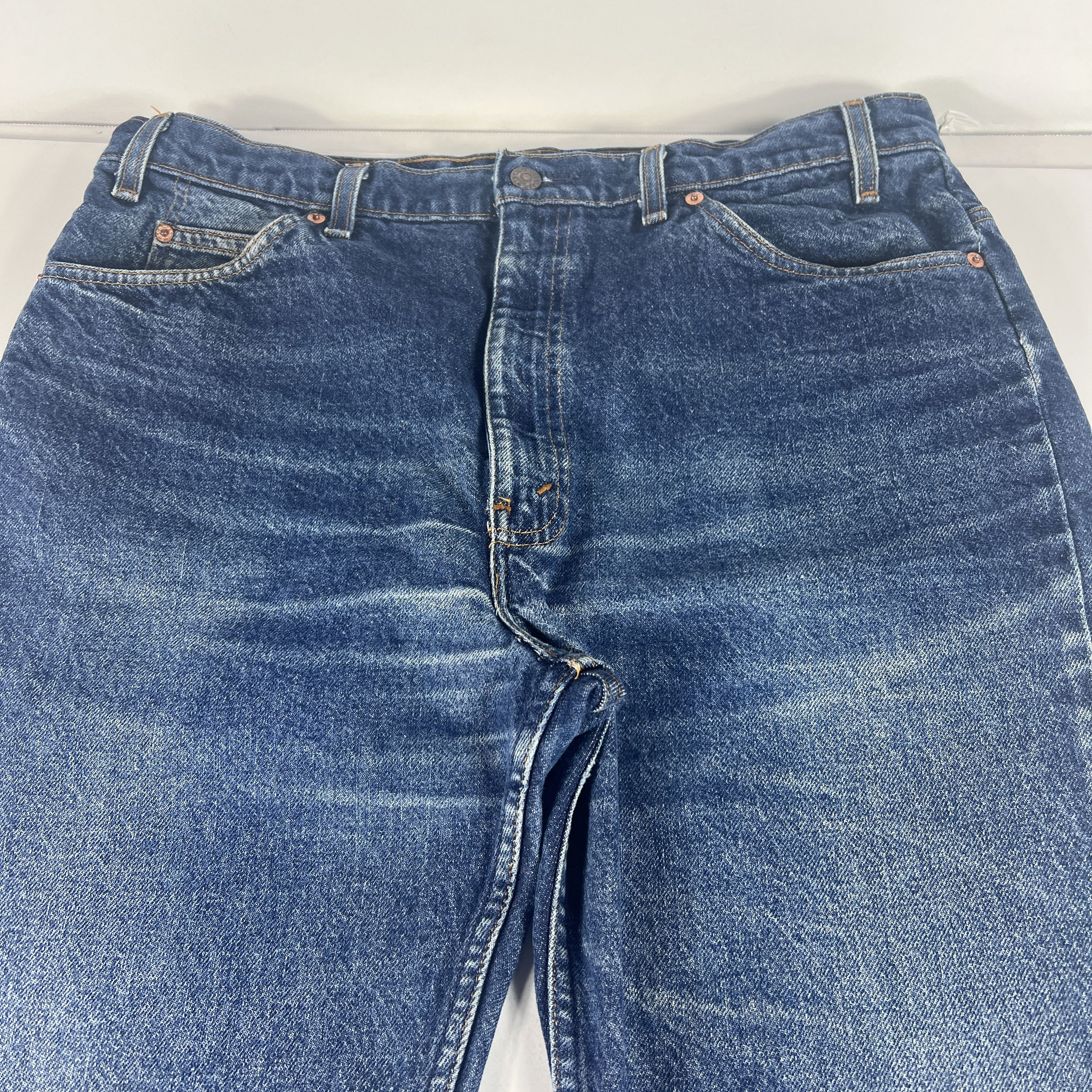 Levi's × Vintage VTG 90s Levi's Jean 505 Straight Dark Blue Denim Orange Tab Size US 37 - 2 Thumbnail