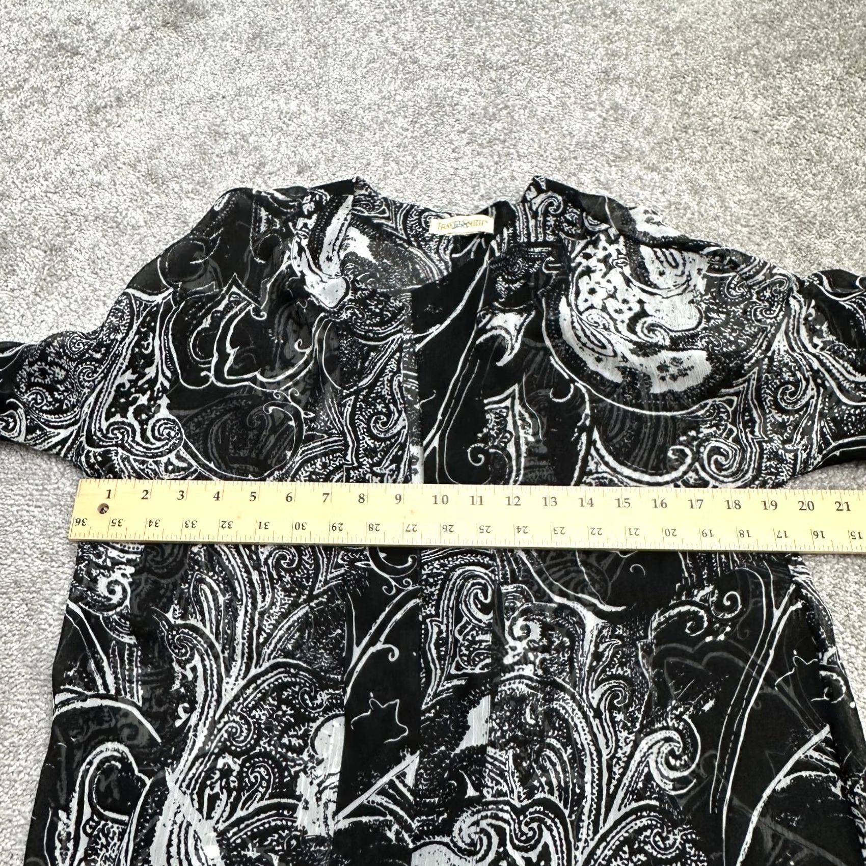 Vintage TravelSmith Black Paisley Open Long Sleeve Kimono Cover Up Sheer Womens Small Size S / US 4 / IT 40 - 5 Thumbnail