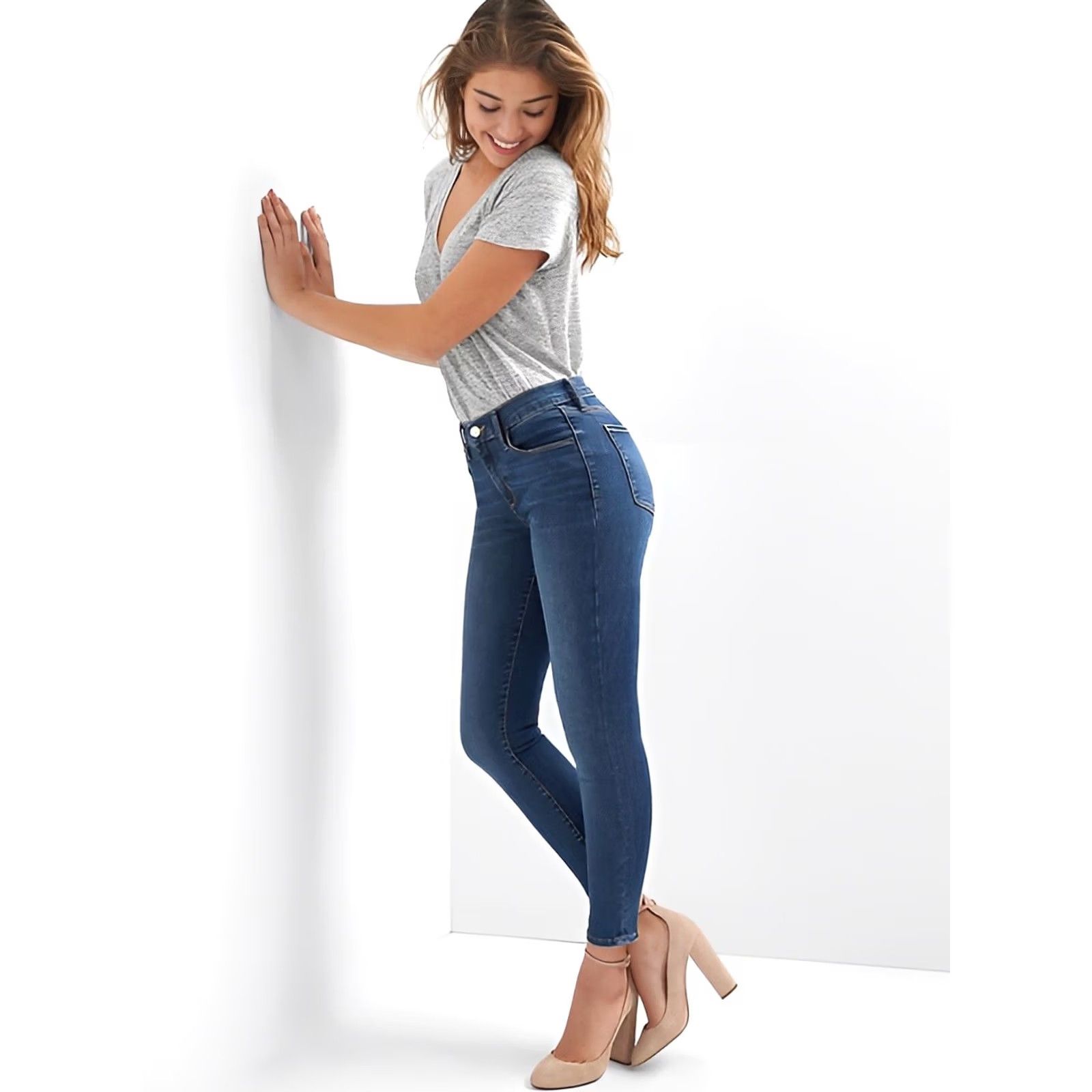 Gap Gap Women Indigo Blue Mid Rise True Skinny Sculpt Stretch Denim Jeans 30R 30x32 Size 30" / US 8 / IT 44 - 2 Thumbnail