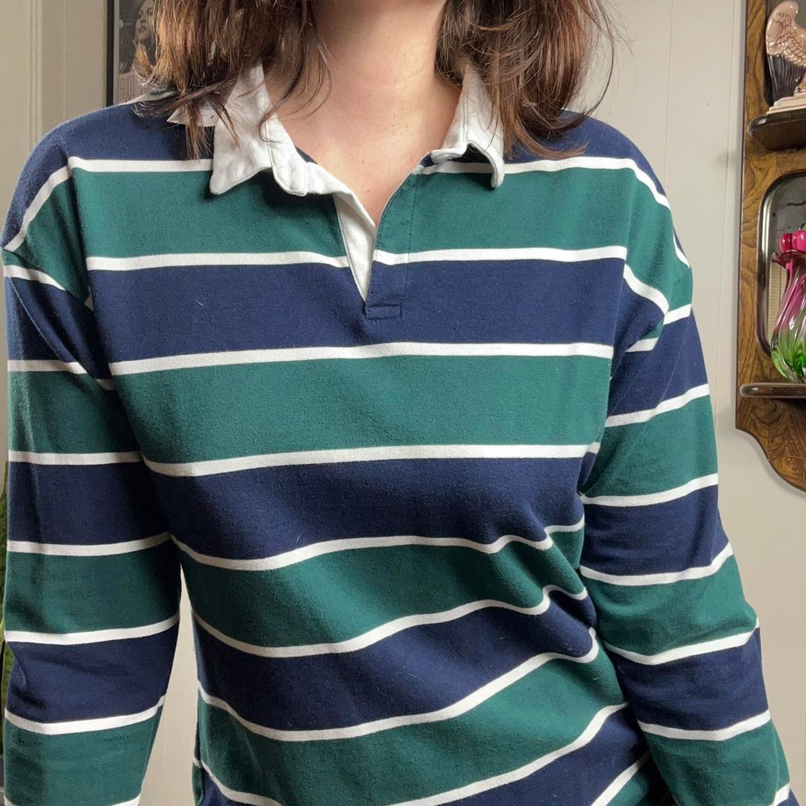 Vintage Y2k Womens M Striped Collared Polo Sweater Dress Size M / US 6-8 / IT 42-44 - 3 Thumbnail