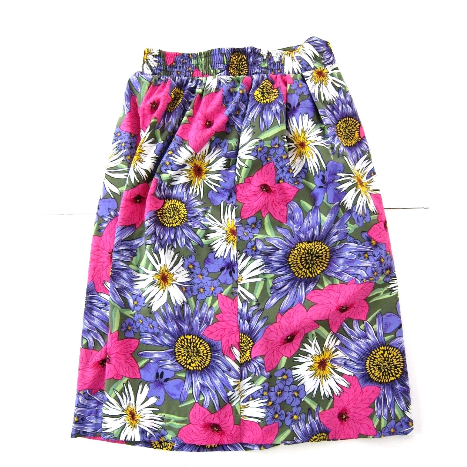 Vintage VINTAGE Pykettes Pants Culotte Wide-Leg Crop Pink S/M Floral Pocket High Rise Women Size 28" / US 6 / IT 42 - 4 Thumbnail