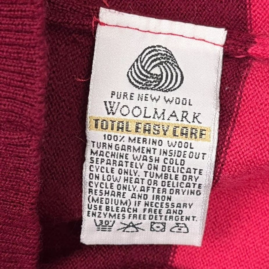 Talbots Talbots Sweater Womens Large Red Striped Merino Wool V-Neck Pullover Academia Size L / US 10 / IT 46 - 6 Thumbnail