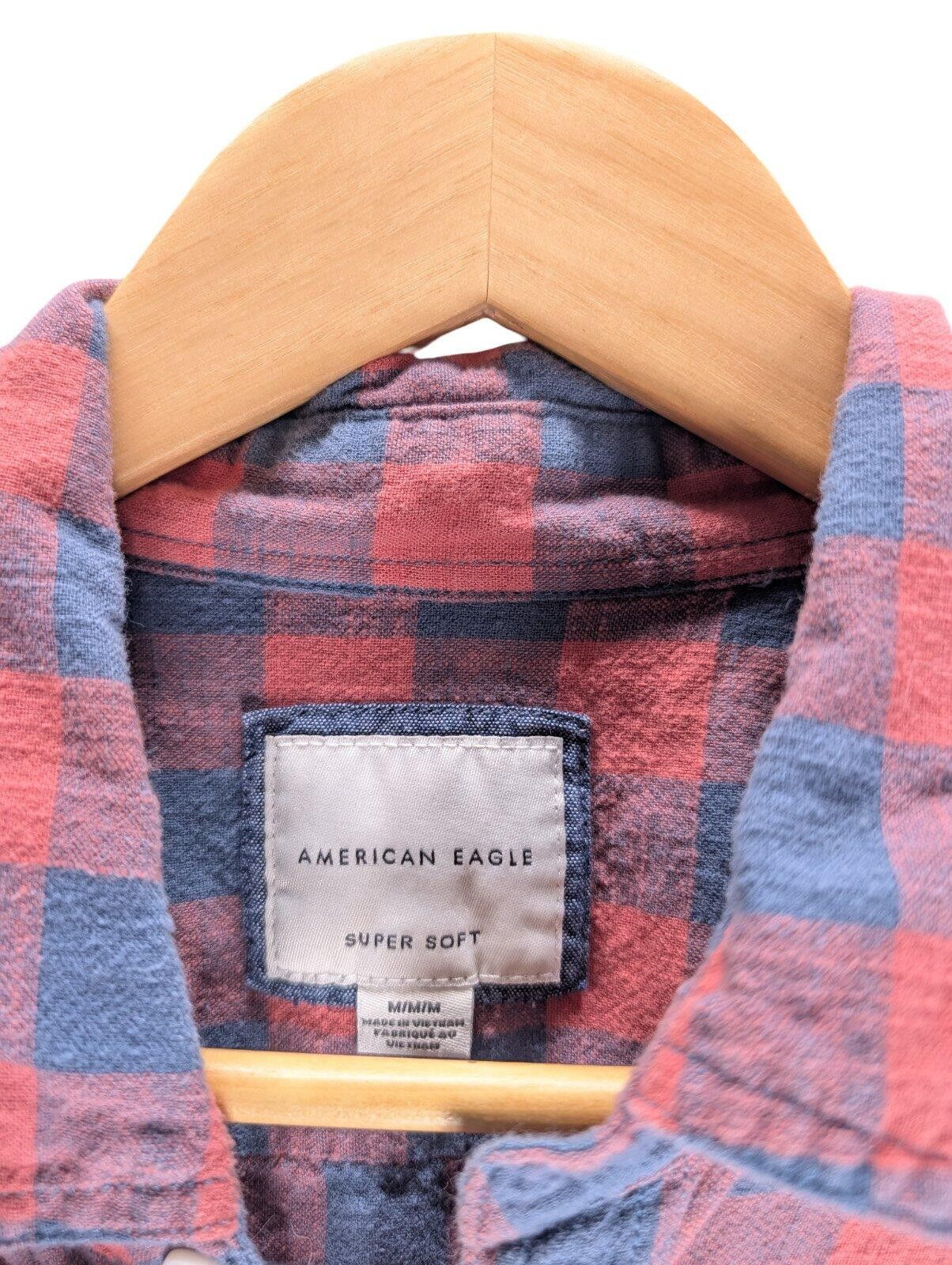 American Eagle Outfitters American Eagle Flannel Shirt Men M Super Soft Plaid Red Blue Size US M / EU 48-50 / 2 - 6 Thumbnail